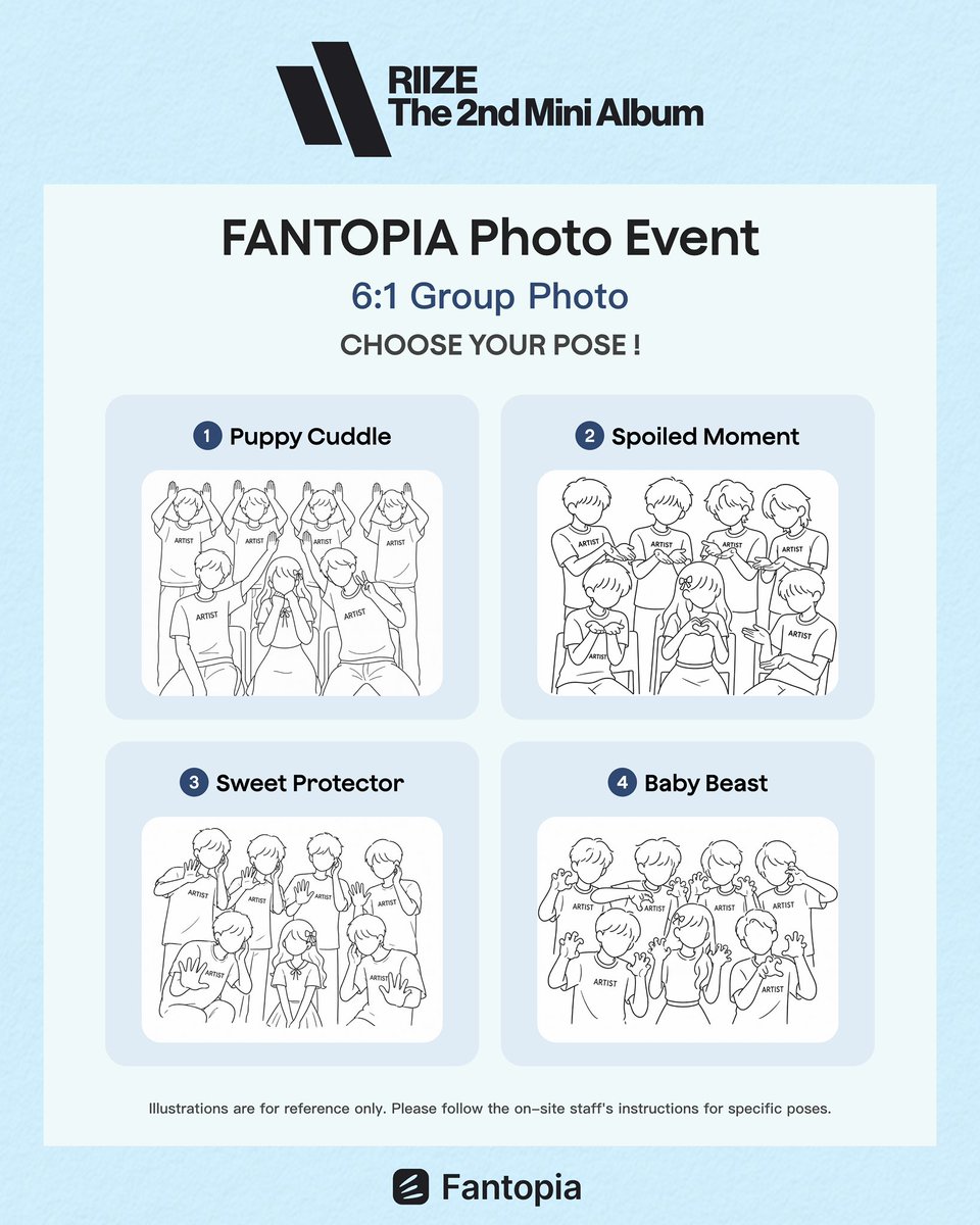 fantopia_global's tweet photo. 📢 BRIIZE, heads up! ✨
🔥 RIIZE Hong Kong 6:1 Photo Poses are finally here! 
💕 Which pose is your favorite?
🫧 Lock in your favorite pose and capture a special moment with RIIZE 📸

🌆 Venue: Hong Kong (Private Location)
📅 Event Time: 2026.08.28 (Friday) 21:00 (HKT)
⏰ Application Time: 2026.07.23 (Thu) 19:00~2026.08.05 (Wed) 23:59 (HKT)
📸️ 6:1 Polaroid Photo: 5 winners will be selected to take a 6:1 Polaroid photo with all members (5 winners in total)
*You may submit multiple entries for the same member; however, you may only be selected once per member
*You may also apply for multiple members and have the opportunity to be selected for more than one member

#fantopia #riize #kpop