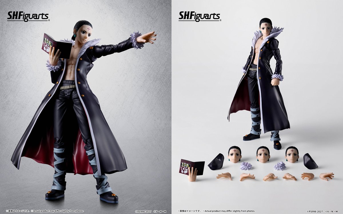 t_features's tweet photo. 【8月3日(月)16時一般予約解禁】

「S.H.Figuarts クロロ」
2027年2月発売予定
📋商品詳細→ https://t.co/9A4wpHkxG6

各種交換用パーツや「具現化した本」が付属し、念を発動するアクションや、マントに手を入れたポーズ等、劇中の様々なシーンを再現可能。
#t_shf #ハンターハンター #ハンター https://t.co/CrMMwcU68t