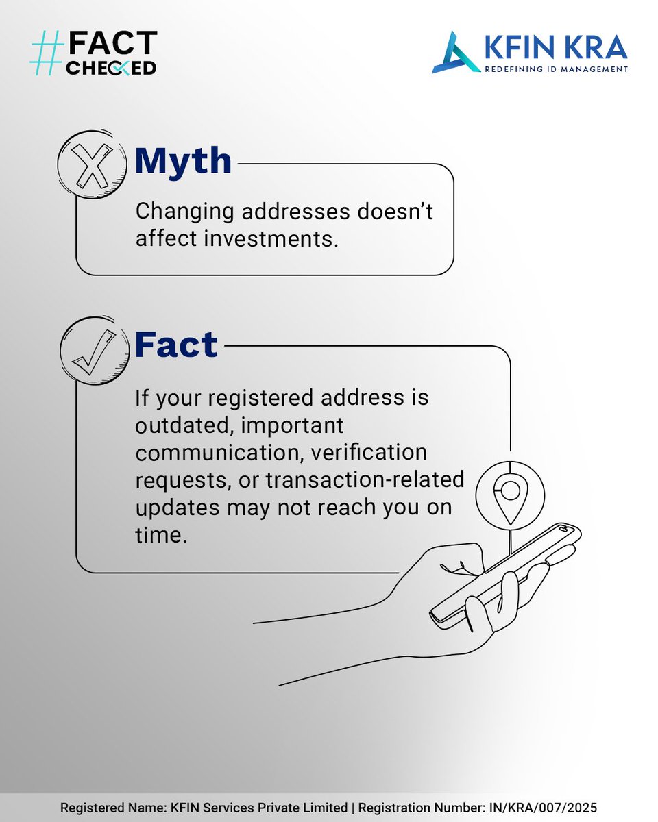 kfinkra's tweet photo. Keeping your address updated helps keep future verification smoother.
#KFinKRA #KRA #KYC #KYCUpdate #MythVsFact #FactChecked #InvestorAwareness #FinancialLiteracy https://t.co/lWWCrDHAKu