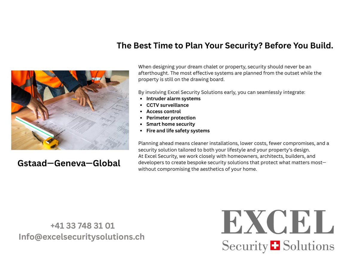 Excel_Sec_Sol's tweet photo. At  Excel Security Solutions AG, we work alongside architects, developers,  and construction professionals to design bespoke security strategies for  luxury homes, chalets, and high-end developments.
DM for bespoke security solutions.

#DesignExcellence #ExcelSecurity #Geneva https://t.co/LzNPVWIePO