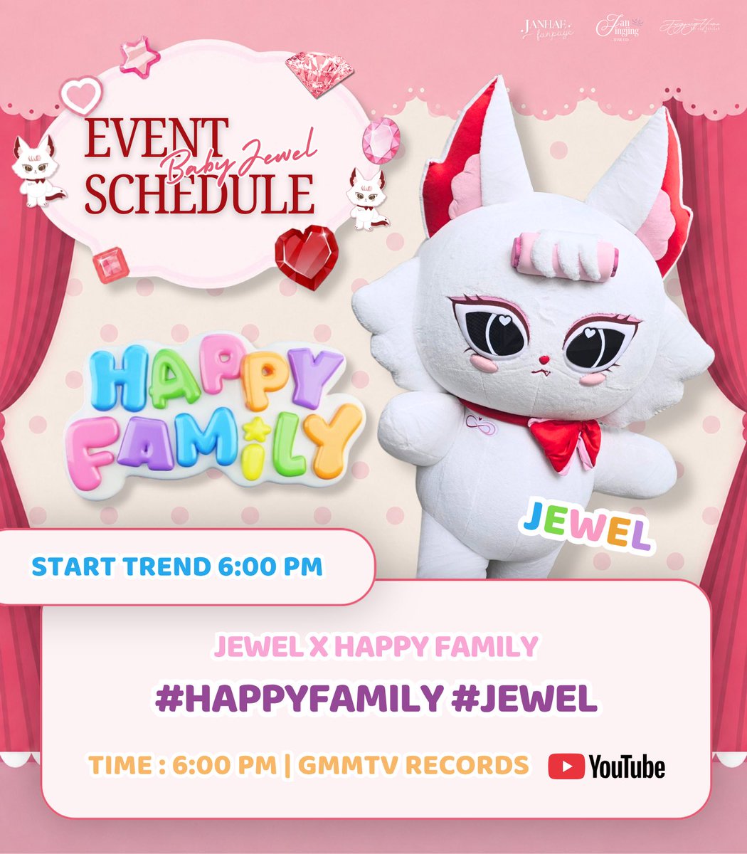 janhaefanpage's tweet photo. JEWEL UPDATE  🍼🦊🎀
— Happy Family MV —

🗓️ : 3 AUG 2026 
⏰ : 6:00 PM
📺YouTube : GMMTV RECORDS

🔑JEWEL X HAPPY FAMILY
#HappyFamily #JEWEL https://t.co/aiQAgrIe8c