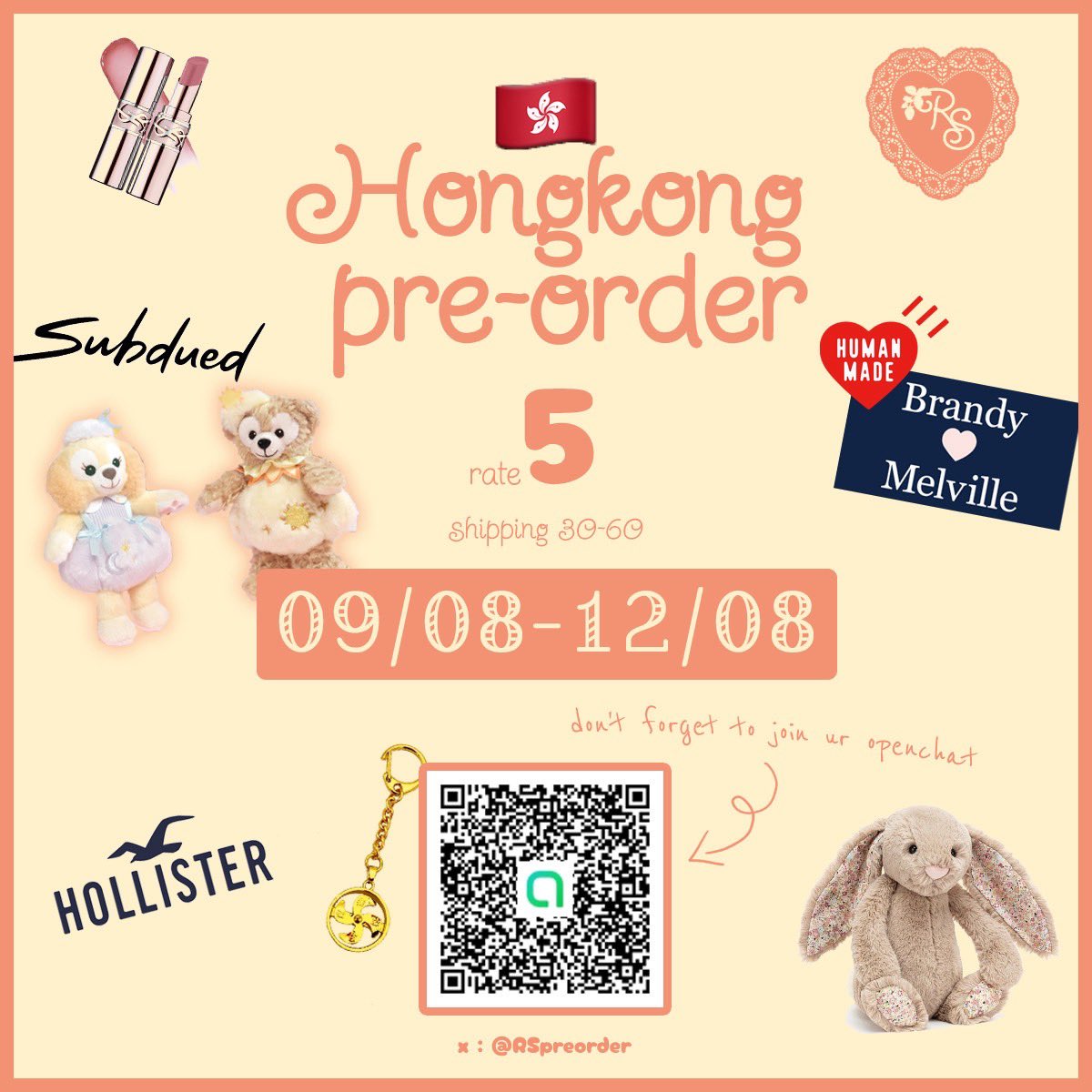 RSpreorder's tweet photo. 📢เปิดรอบหิ้วฮ่องกง 9-12/8 นี้

เรท 5‼️
เข้ากลุ่มอัพเดทของได้เลย
สนใจสอบถาม dm/line หน้า bio ได้เลยนะคะ💌

#พรีออเดอร์ฮ่องกง #รับหิ้วจีน #พรีจีน #ตลาดนัดsanrio #หิ้วฮ่องกง  #ตลาดนัดdisney #brandymelvillethailand #subduedthailand #พรีฮ่องกง #เครื่องราง https://t.co/w2QR01bVTL