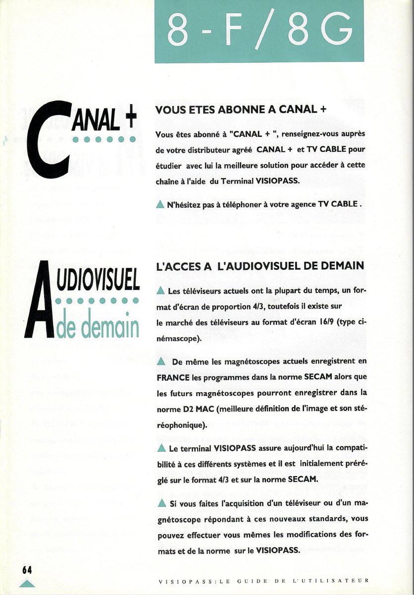 fellague's tweet photo. On remonte toujours un peu plus le temps avec le premier modèle de Visiopass disponible sur le câble à Paris au début des années 1990. Et déjà dans le guide d'utilisation, on parlait de l'audiovisuel de demain :-)

#TVCable #TV #Cable #Visiopass #FranceTelecom #Décodeur #D2MAC #Television #LyonnaiseCable #Noos #SFR #Box #HDMac
(c) visuels FT/TVCable