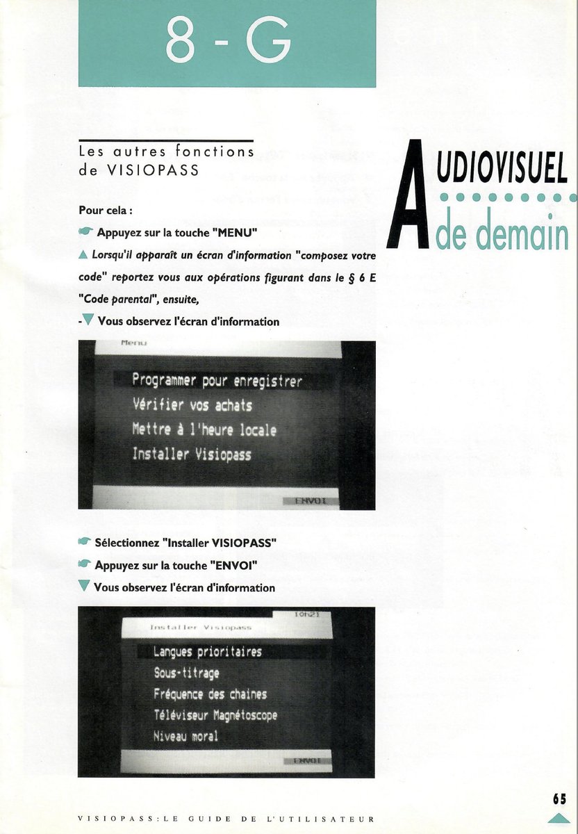 fellague's tweet photo. On remonte toujours un peu plus le temps avec le premier modèle de Visiopass disponible sur le câble à Paris au début des années 1990. Et déjà dans le guide d'utilisation, on parlait de l'audiovisuel de demain :-)

#TVCable #TV #Cable #Visiopass #FranceTelecom #Décodeur #D2MAC #Television #LyonnaiseCable #Noos #SFR #Box #HDMac
(c) visuels FT/TVCable