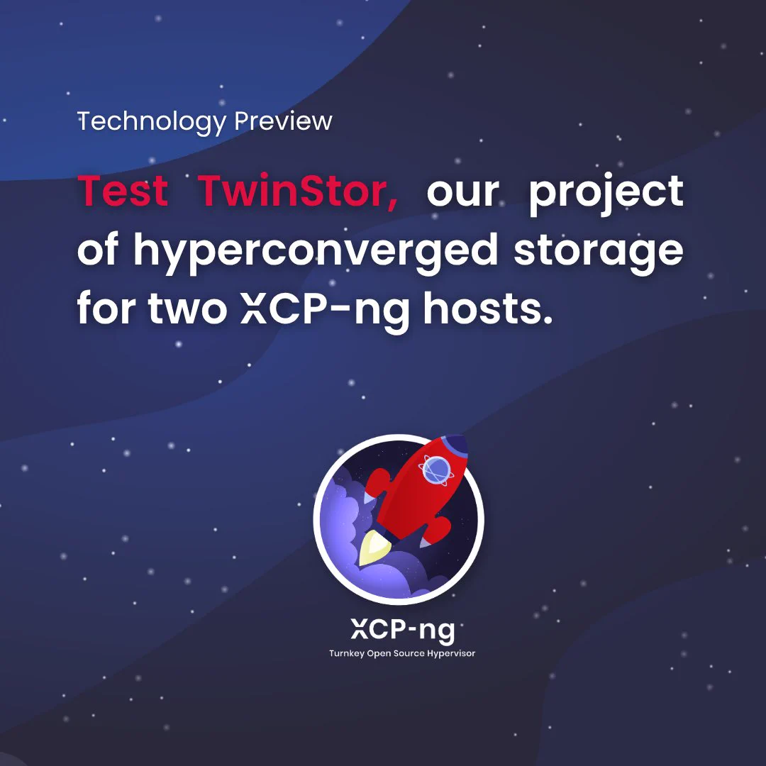 Technology Preview: test TwinStor, our project of hyperconverged storage for two XCP-ng hosts.