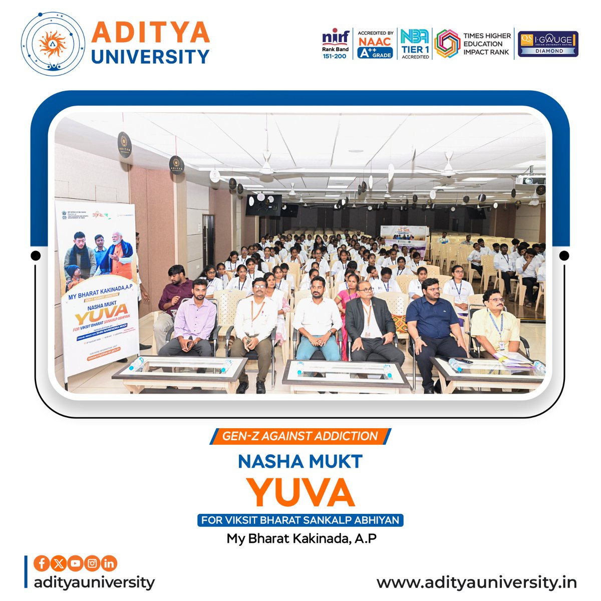 srmedapati's tweet photo. It was a privilege to join the "Nasha Mukt Yuva – Gen-Z Against Addiction" pledge under the Viksit Bharat Sankalp Abhiyan, organized by My Bharat, Kakinada.
#AdityaUniversity #NashaMuktYuva #GenZAgainstAddiction #ViksitBharat #MyBharat #DrugFreeIndia #YouthEmpowerment https://t.co/D2T456ZooV