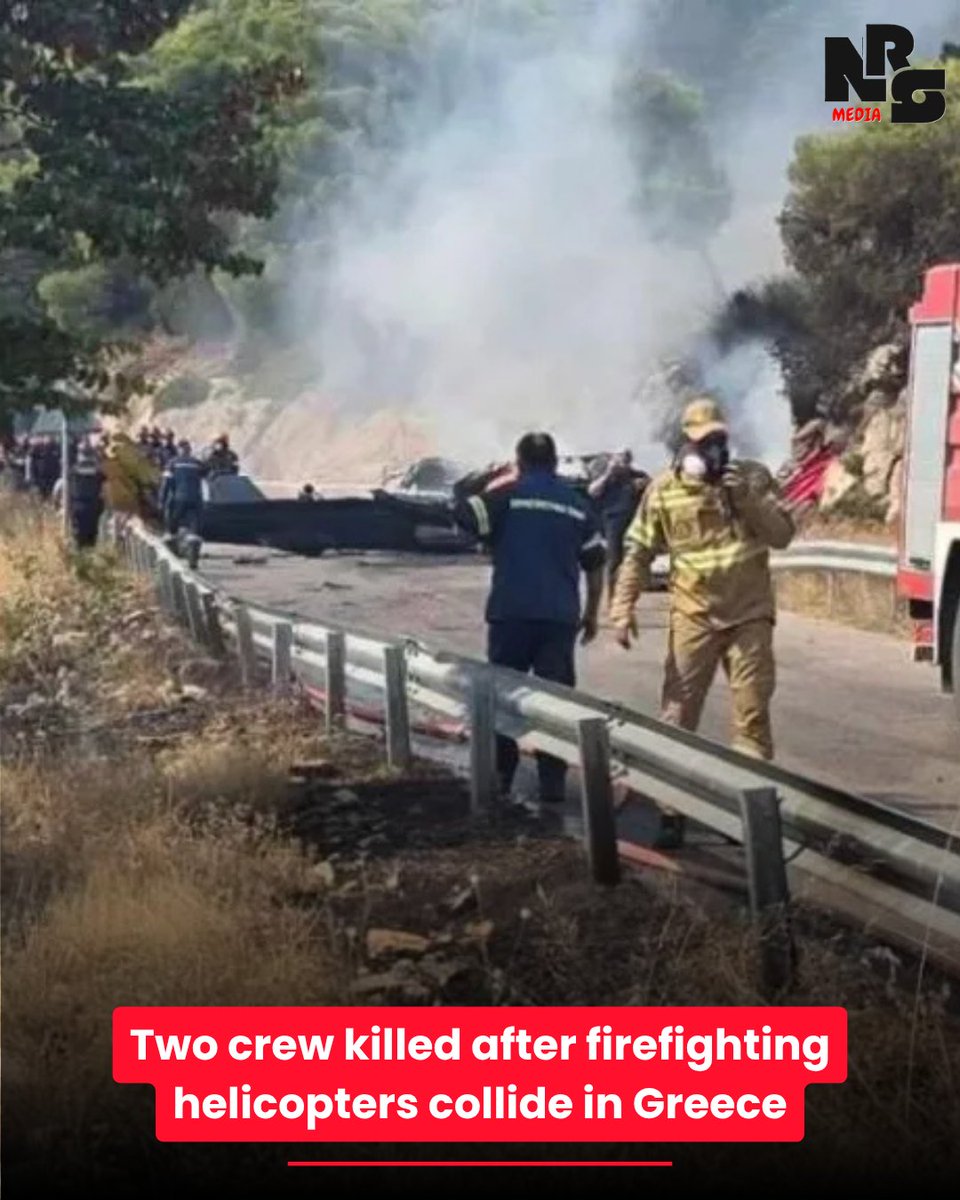 nrsme377's tweet photo. Two crew killed after firefighting helicopters collide in Greece
Breaking News: Two crew members lost their lives after two firefighting helicopters collided in Greece during wildfire operations. https://t.co/LdA1dt5JOC