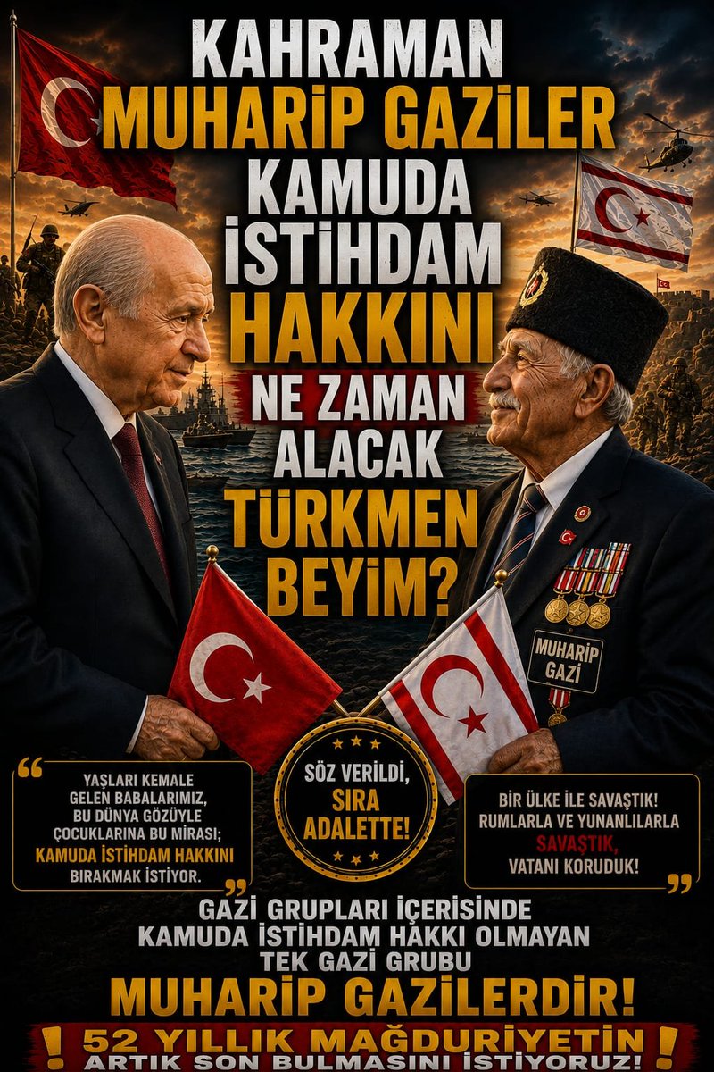 AliRizacetin555's tweet photo. SAYIN BAŞKANIM YILLARDIR YAVRU VATANIN ÖNEMİ VURGULANIYOR.DEVLETİN GAZİ UNVANI VERDİĞİ MUHARİP GAZİLER DİĞER GAZİLERE TANINAN HİÇBİR HAKTAN YARARLANAMİYOR. EŞİTLİK,ADALET İSTİYORUZ.BİR İKİ TANE ELLE TUTULUR TALEBİMİZ VAR BİZE ÇOK GÖRMEYİN.
@hulusiakarmedya 
@celebimehmeta 
@refik_ozen16 
@tbmm
@MHP_Bilgi 
@Akparti