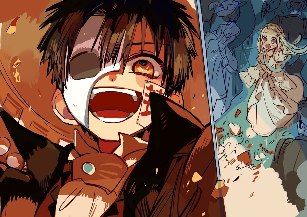 raincandyy_U_'s tweet photo. I do find it interesting how there’s always a theme of entrapment in hnn official art, POTO being about the phantom wanting Christine to be his eternal bride instead of being with Raul, ghost hotel ending with “be with me forever”, Hanako choosing to lock her up in a (1/??) https://t.co/6YLprRsPH8