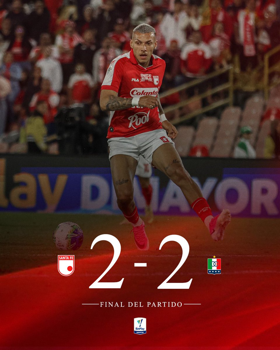 SantaFe's tweet photo. ⏱️90+’ Termina el partido en El Campín 🏟️

Santa Fe 2-2 Once Caldas

#VamosSantaFe https://t.co/YtYGlZBxD2