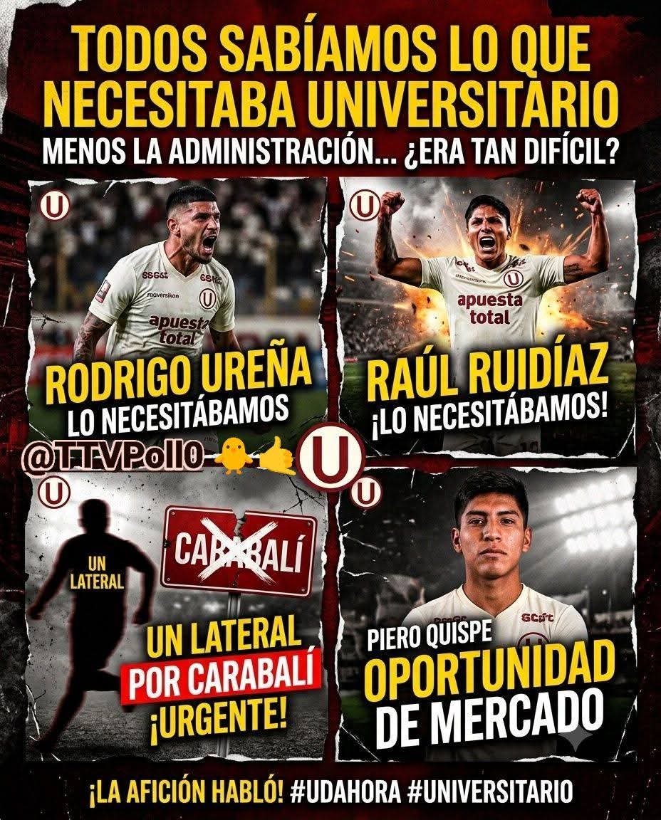 47cc5cfaae444da's tweet photo. 🚨 ¿ERA TAN DIFÍCIL ENTENDER LO QUE NECESITABA UNIVERSITARIO? 🤔💛

💬 Cremas, los leo: ¿SOY EL UNICO QUE SIEMPRE PENSO ESTO? Un pivote "Ureña", un delantero "Ruidíaz" y el delantero TOP extranjero, un lateral izquierdo en reemplazo de Carabali... 
No había que inventar mucho... https://t.co/ZfWOjAwkyY
