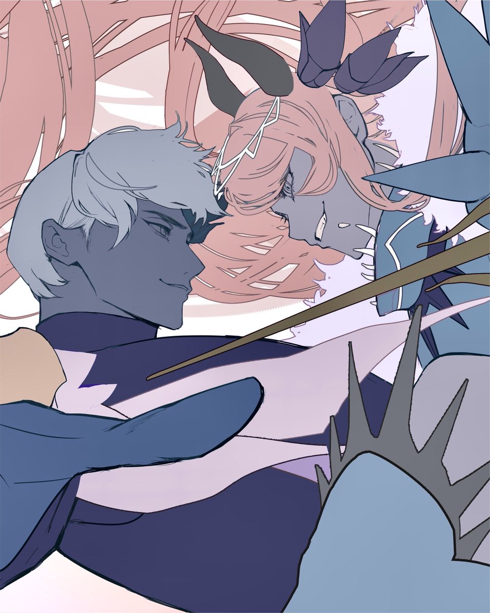 samu_eokiba's tweet photo. wip（大試練1周年合わせで描いていたものの終わらない絵） https://t.co/828QzqvCTG