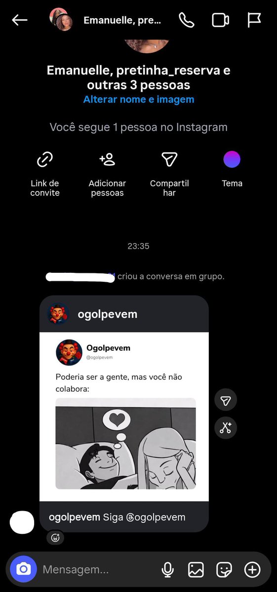 vixxccz's tweet photo. desquerido foi enviar post pras conversantes e criou grupo com todas https://t.co/8INfwv0etb