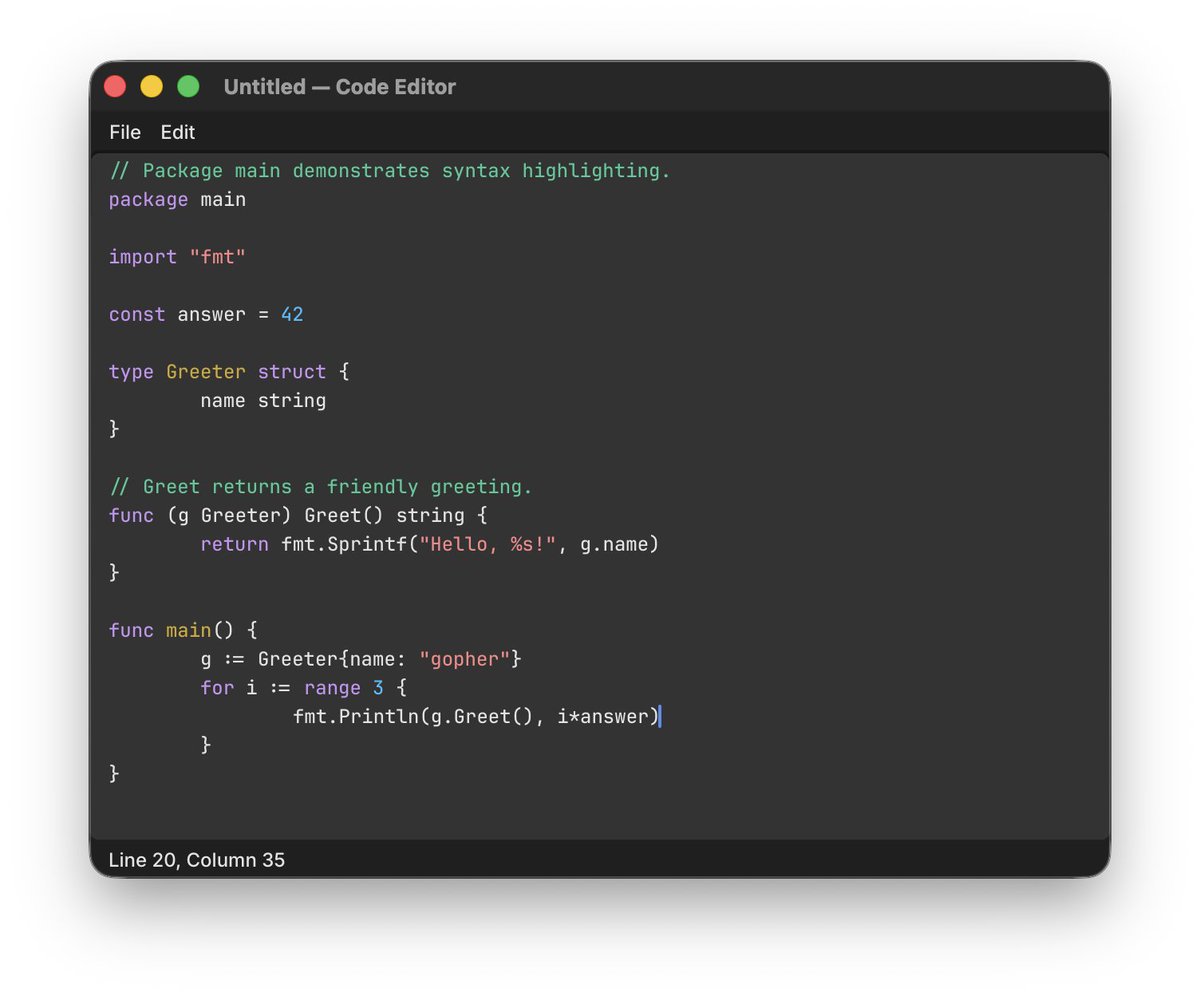 hajimehoshi's tweet photo. A new example showing syntax highlighting! #guigui #ebitengine
https://t.co/s6D21JsHxD https://t.co/NwvZ4aD1EX