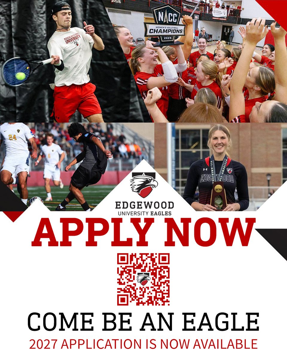 edgewoodeagles's tweet photo. The 2027 Edgewood University Application is now live!

Come be an Eagle - https://t.co/PYvrnRboFB https://t.co/WWST5u8g1Z