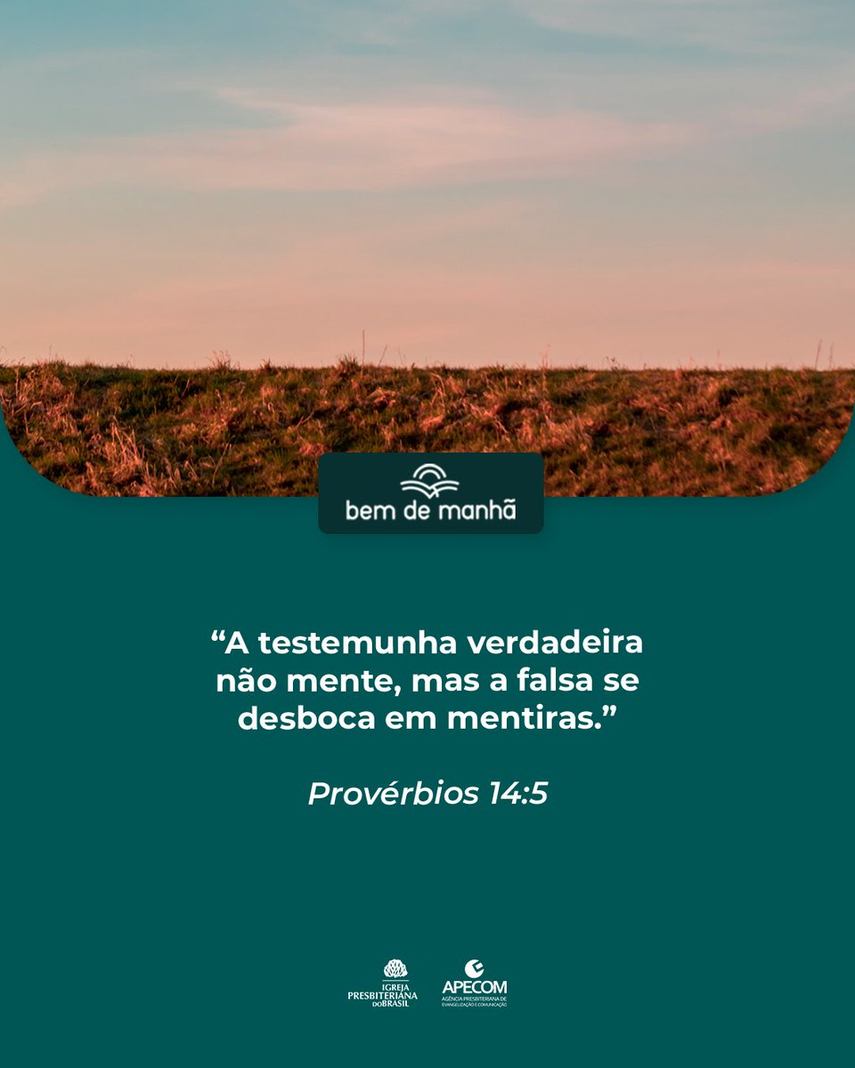 ipboficial's tweet photo. Bem de Manhã: Comece o dia meditando na sabedoria de Deus.

“A testemunha verdadeira não mente, mas a falsa se desboca em mentiras.”

Provérbios 14:5 https://t.co/5wkJwVnFom
