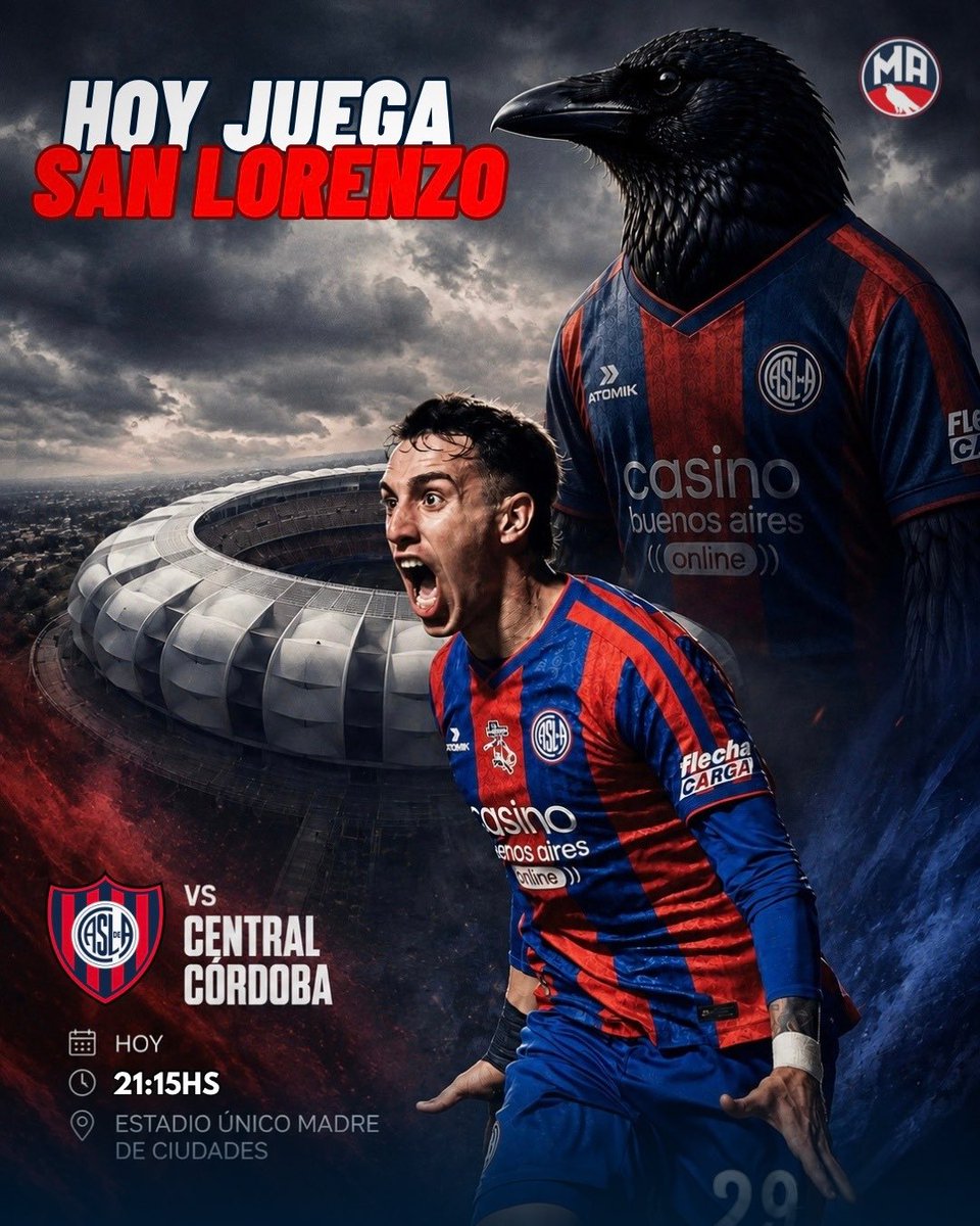 MundoAzulgrana's tweet photo. ¡HOY JUEGA SAN LORENZO! 💙❤️ 

🆚 Central Córdoba (SDE)
🏟️ Estadio Madre de Ciudades
⏰ Lunes 21:15hs
🏆 Fecha 3 - Clausura
📺 TNT Sports https://t.co/bJG1KG4w8D