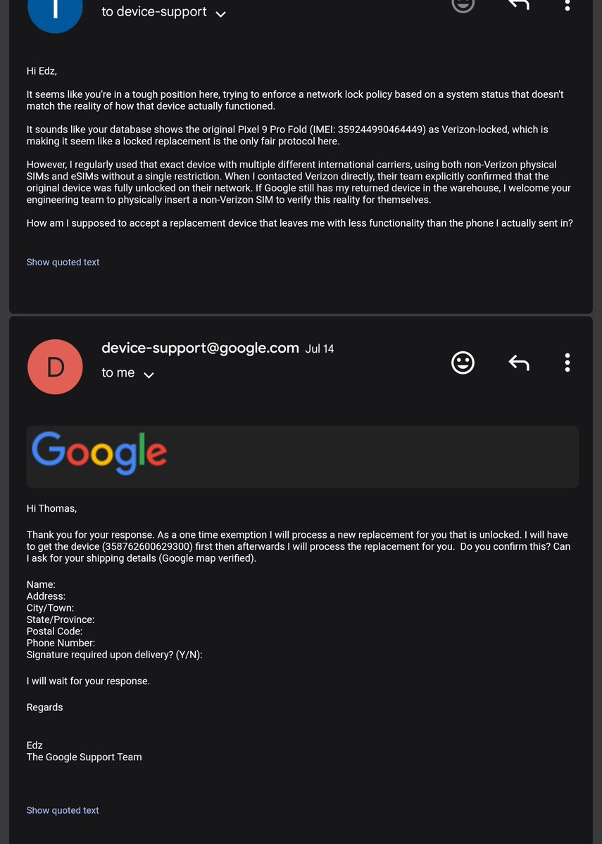 KTownSSB's tweet photo. Never buy a @GooglePixel_US. Having worked in telecom, I knew their hardware was historically unreliable, but @madebygoogle support is somehow even worse.
​Here is the timeline of Google holding my device hostage: https://t.co/SS4yluBMq6