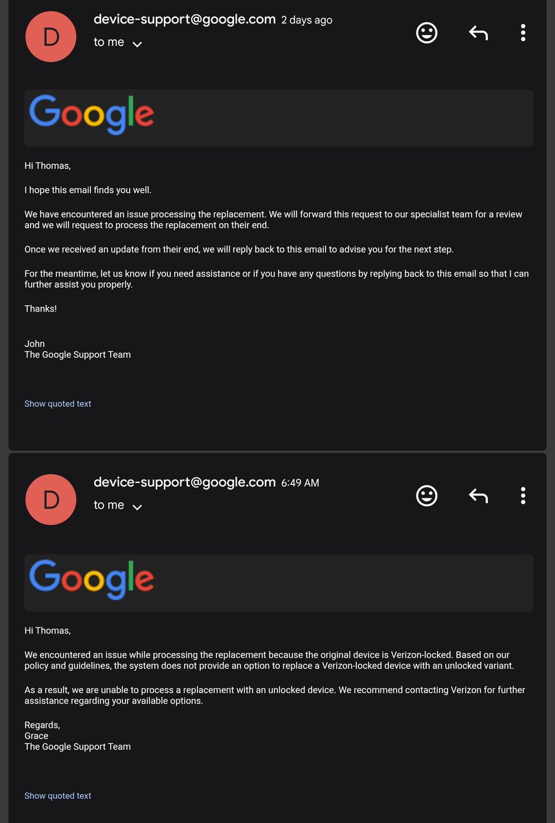KTownSSB's tweet photo. Never buy a @GooglePixel_US. Having worked in telecom, I knew their hardware was historically unreliable, but @madebygoogle support is somehow even worse.
​Here is the timeline of Google holding my device hostage: https://t.co/SS4yluBMq6
