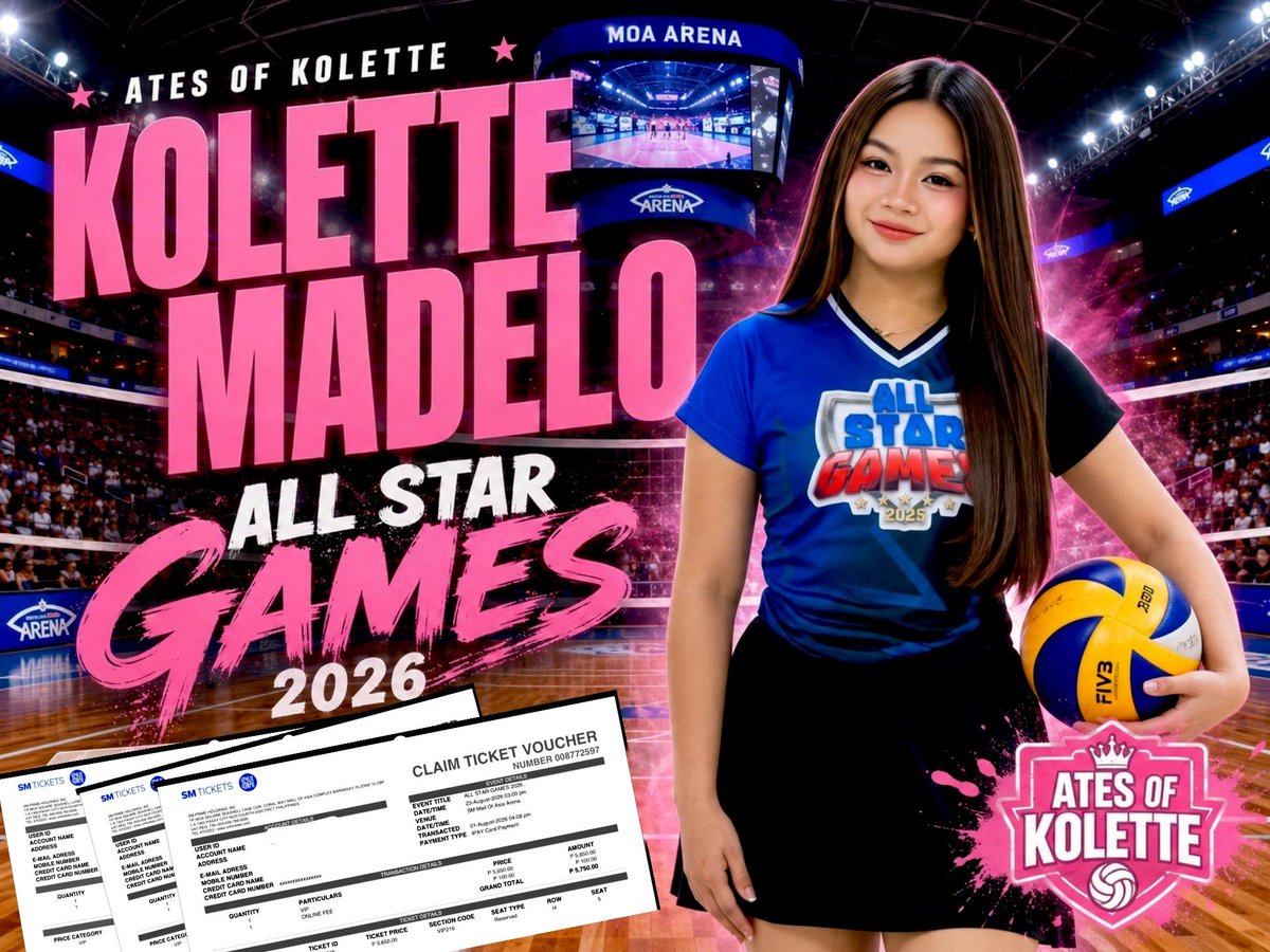 Ates_Of_Kolette's tweet photo. 🎟️ Tickets are ready—are you?
Join the Ates of Kolette as we support Kolette Madelo at the All Star Games 2026! Let's make the MOA Arena roar with our cheers! 🏐💖
See you there!
#KoletteMadelo #AtesOfKolette #AllStarGames2026 #GameDay #everyonehighlights https://t.co/kpsZtMsX5i