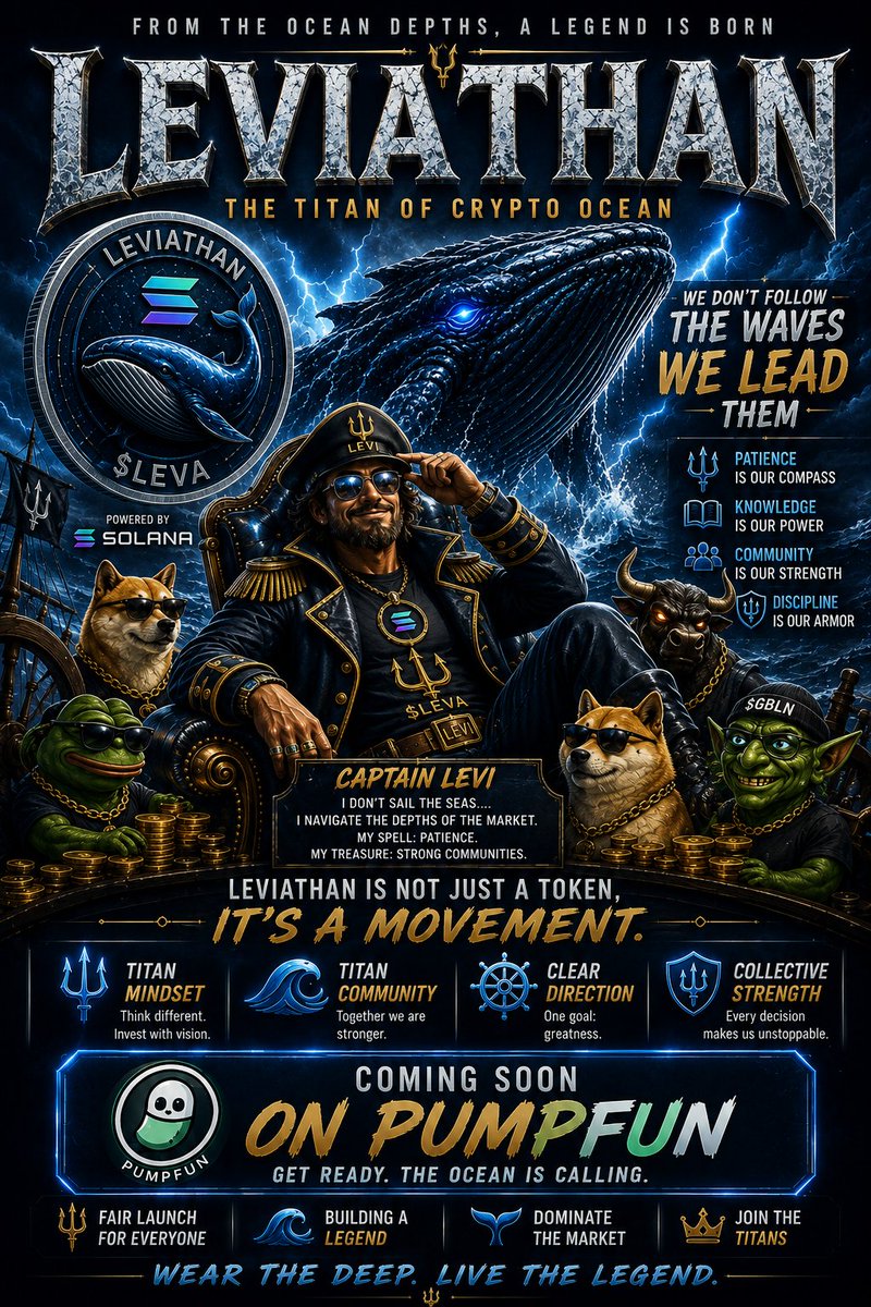 Leviatantoken's tweet photo. Launch is getting closer.

From the depths of the crypto ocean, Leviathan ($LEVA) is preparing to emerge.

No hype. No shortcuts. We're building a community that leads the waves.

🌊 Coming soon on PumpFun.
⚓ Join the Titans and be part of the beginning.

#Leviathan #LEVA https://t.co/hQ5hPJTNob
