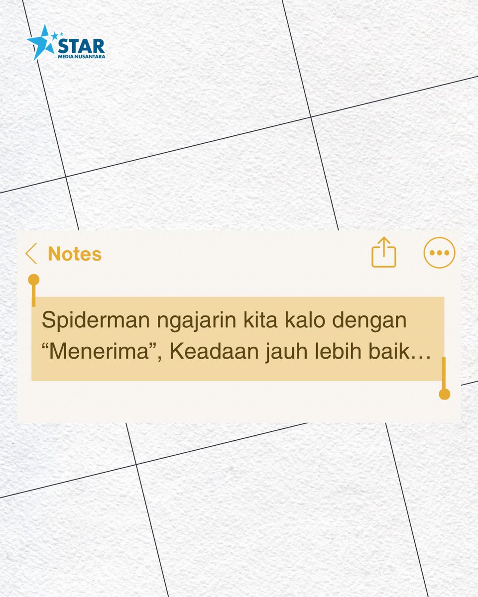 SMN_Channel's tweet photo. Siapa disini yang kaya Peter Parker ☝️

Emang bener ya, dengan “Menerima” jauh lebih baik dari apapun 🥹

#SMNTALENT 
#SMNChannel
#ManagementArtist 
#TalentManagement https://t.co/Hkt3f0Ui8S