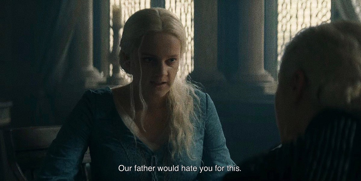 rvgsdelight's tweet photo. where was this energy when her bum ass husband was celebrating luke’s death while rhaenyra searched for his remains. dpmo you didn’t even know viserys like that 😭 https://t.co/s4QMf75hUP