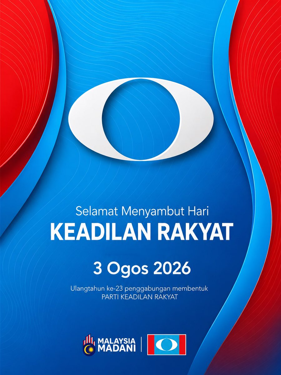 KEADILAN's tweet photo. Selamat menyambut HARI KEADILAN RAKYAT diucapkan kepada seluruh anggota yang teguh setia bersama perjuangan parti sejak hari pertama hinggalah hari ini.

#MalaysiaMADANI
#KEADILAN https://t.co/ZnaJGEKzJ7