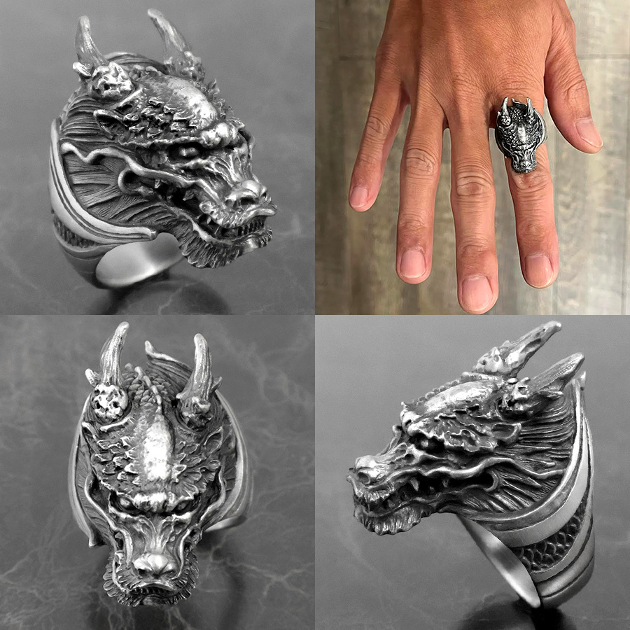 DUAL FLOW竜Ring シルバー 木製ケース付き DUAL FLOW竜Ring シルバー