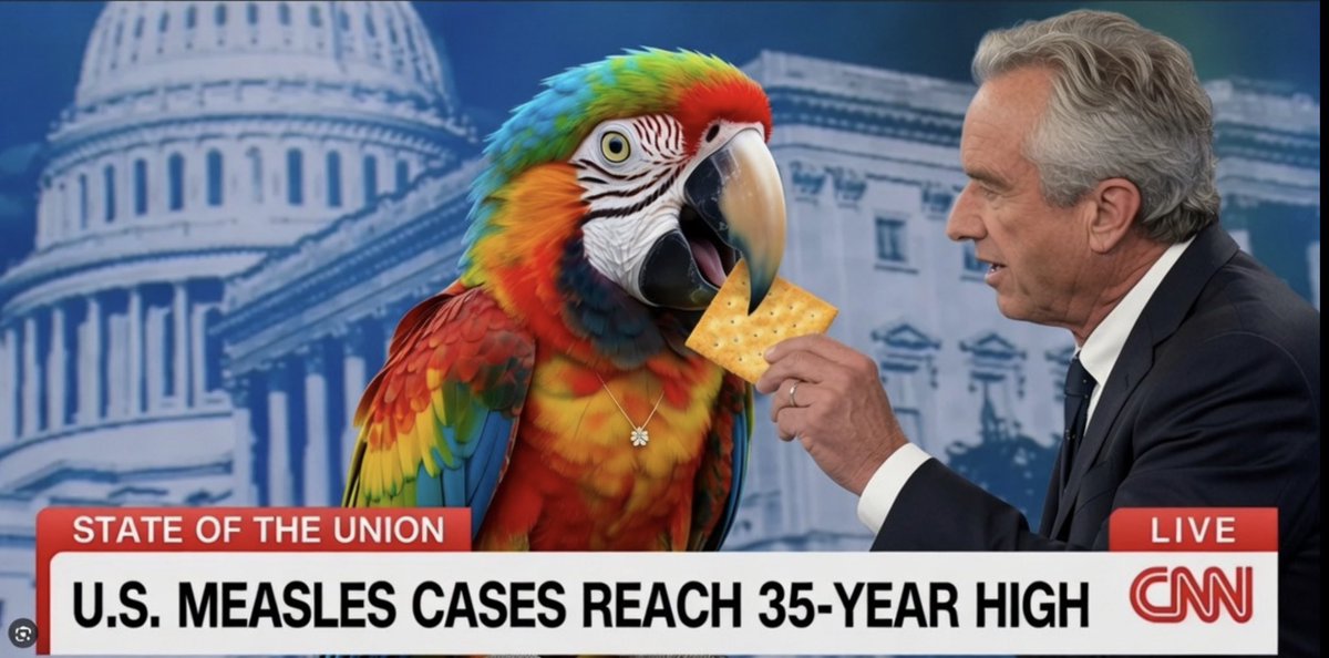 psulak02's tweet photo. @patrickbetdavid @RobertKennedyJr Polly want a cracker https://t.co/1Rxbk8N0uC