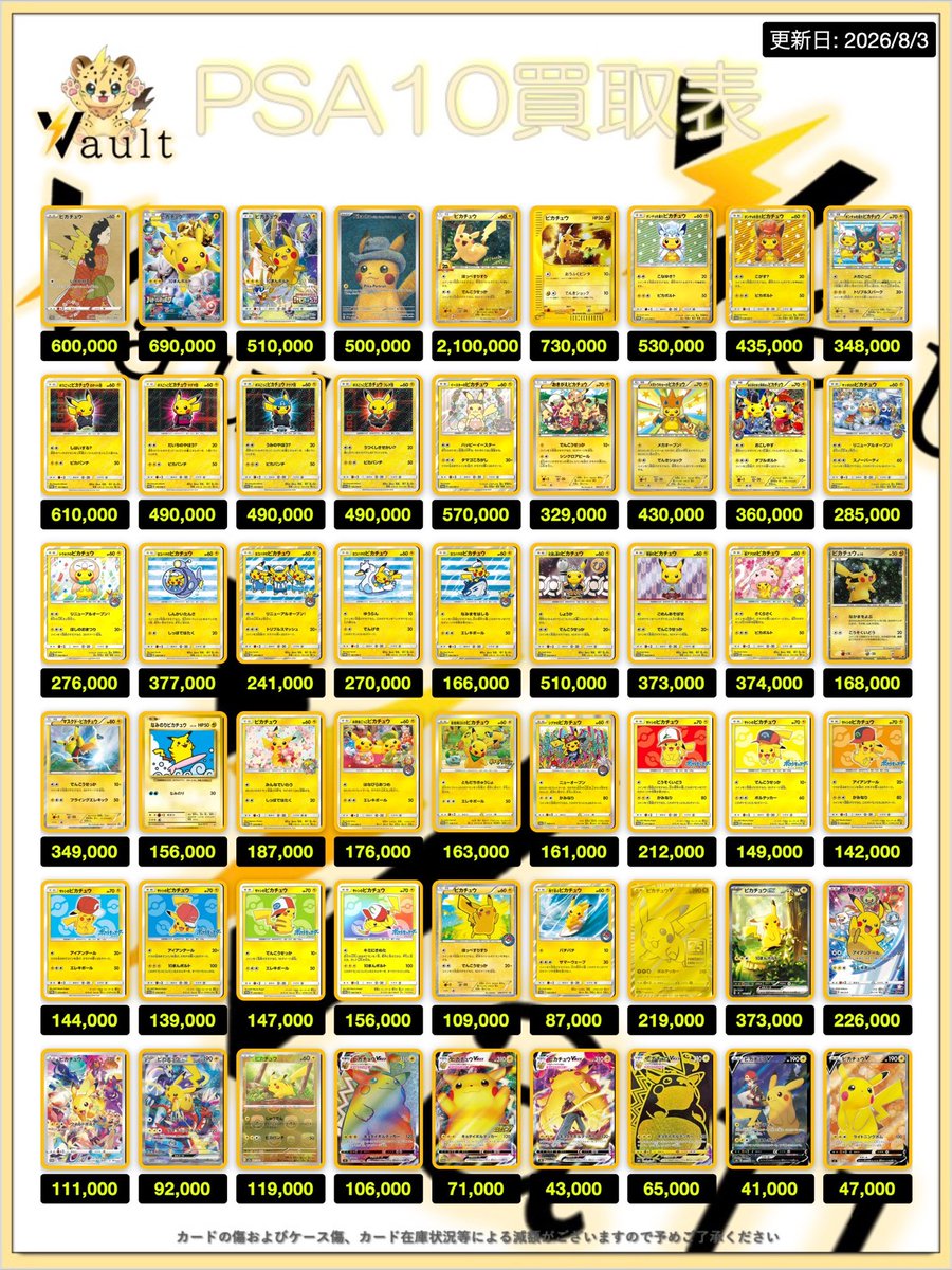 ポケカPSA10強化買取】⚡️8/3更新 ポケカPSA10の買取表になります