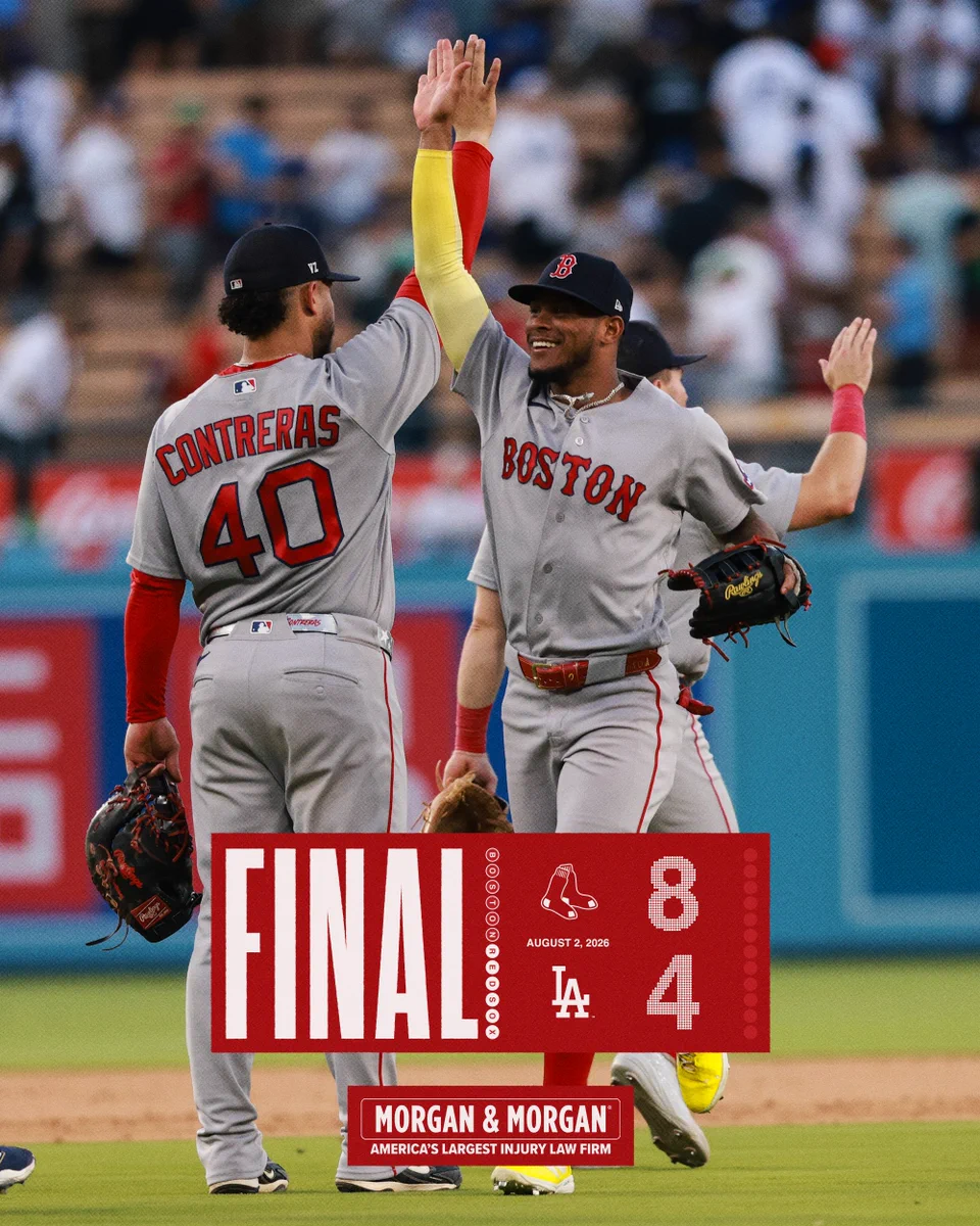 Final score from August 2, 2026 - Red Sox 8, Dodgers 4