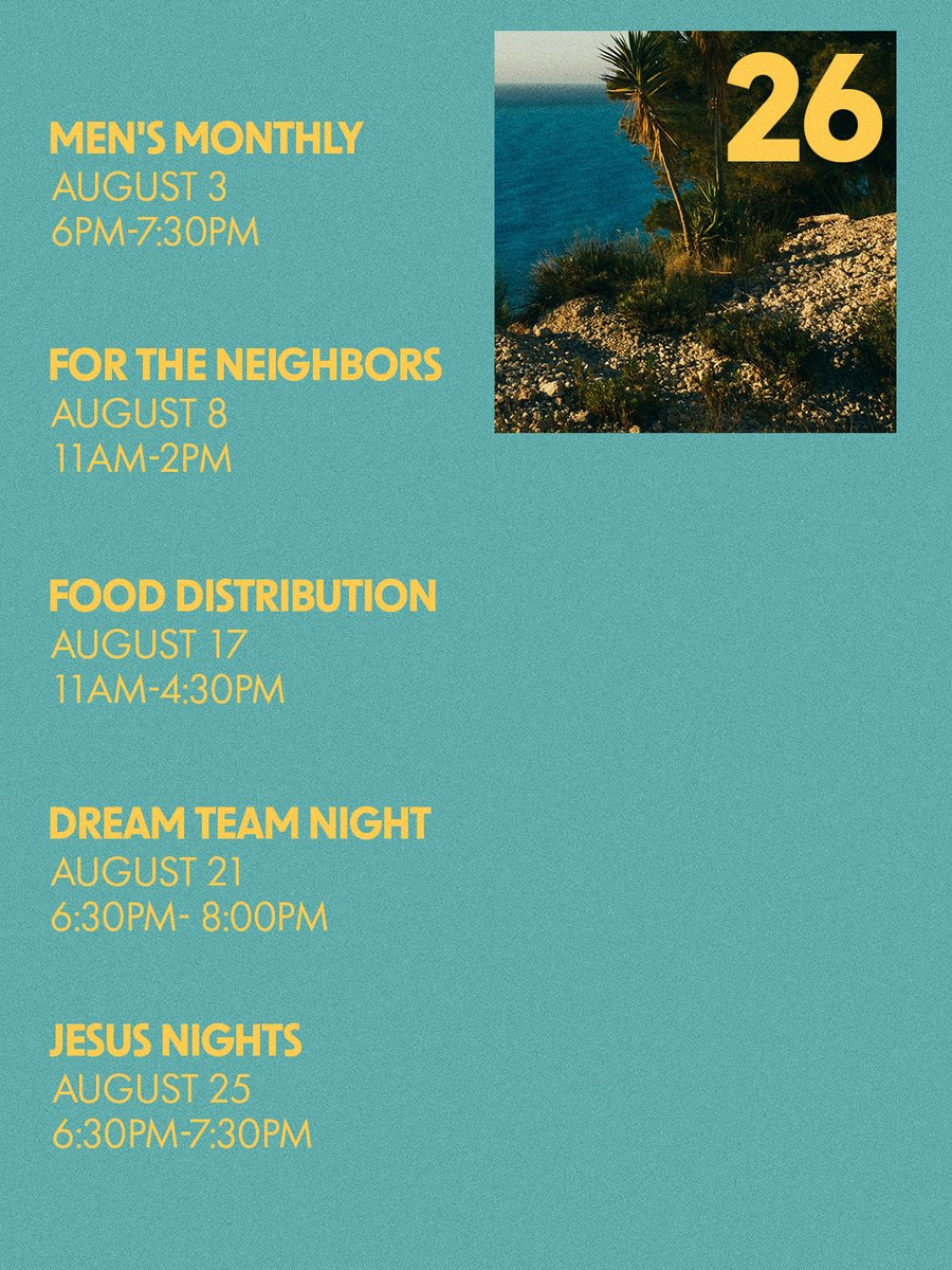 theMVMNTchurch's tweet photo. August is going to be a great month! ☀️

Check out everything happening at Movement Church. We can’t wait to see you! https://t.co/SALmFSrnsx