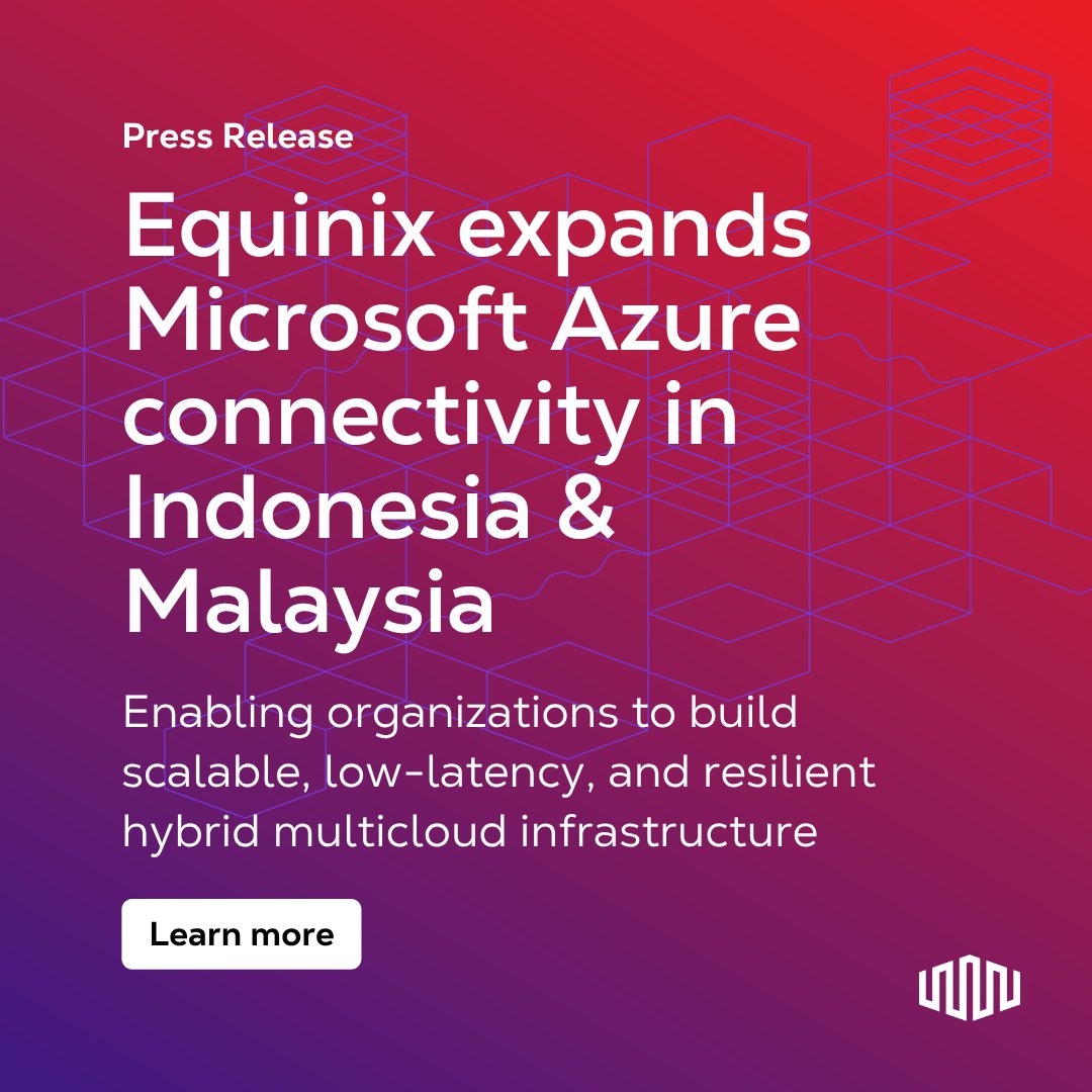 Equinix's tweet photo. Businesses need fast, reliable cloud access to unlock AI at scale. We're expanding Microsoft Azure connectivity in our Jakarta and Kuala Lumpur data centers, helping organizations strengthen resilience, improve performance and drive growth.
https://t.co/QfDePCAhf3 https://t.co/EAXGuLAfMe