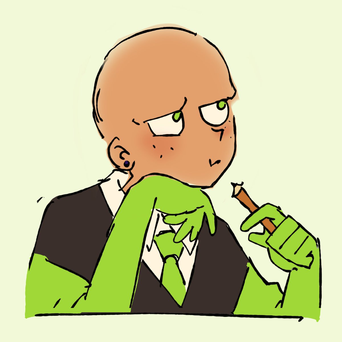 warabireii's tweet photo. Baldtat is a worm and he's eating my brain whole i need to draw him more moe #Miketwt #battat https://t.co/vnZbuUc5Kh