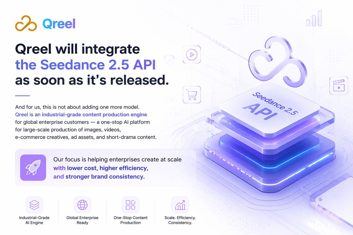 cloudwiseAI2026's tweet photo. Seedance 2.5 API Coming Soon https://t.co/pg3FApNucc