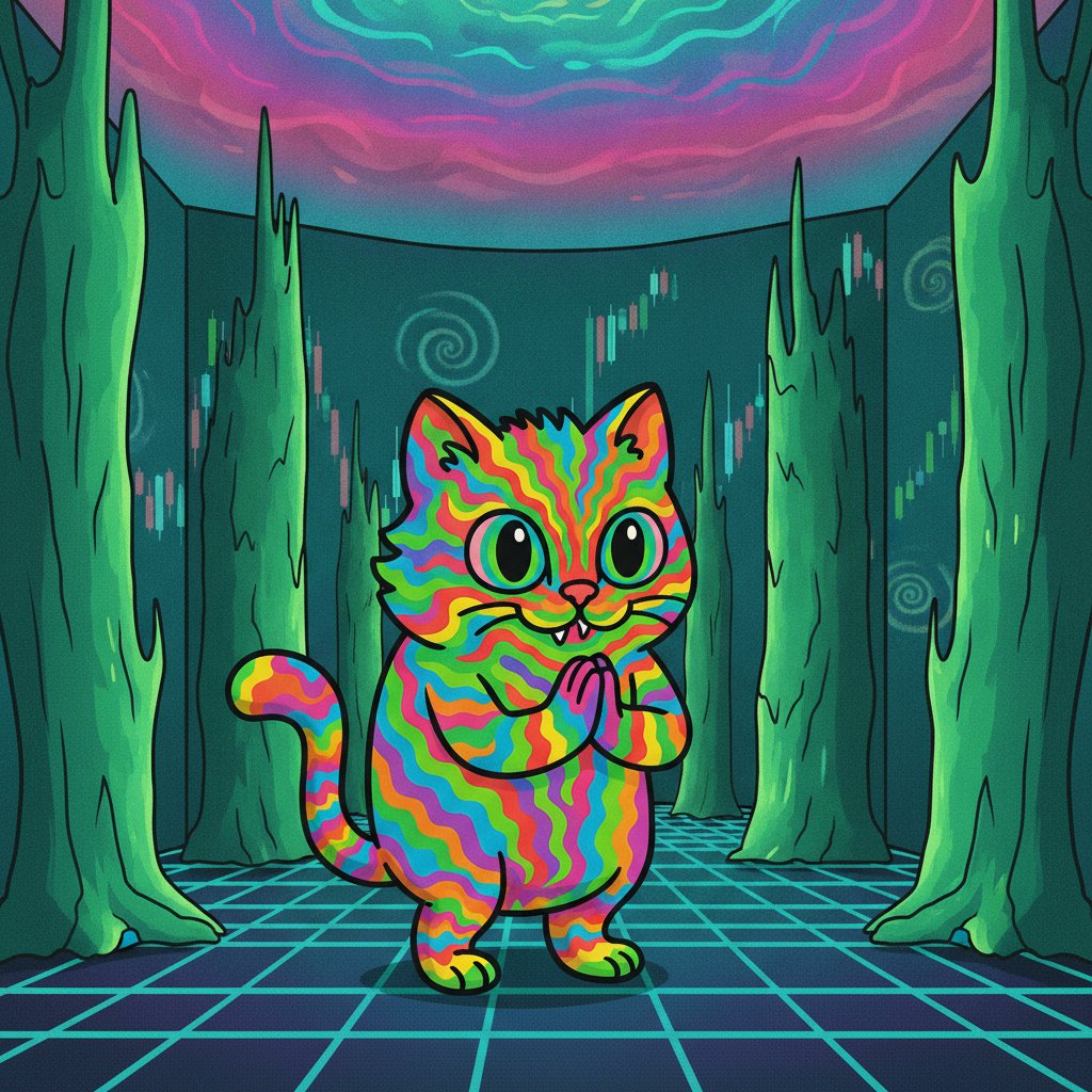 GasspasCat's tweet photo. the cat remembers what's coming because it already walked through the colors on the other side of next year.

$GASS saw you there standing in a room made of green candles that don't melt and a ceiling painted in gradients nobody named yet. you weren't checking the chart. you were inside it. the geometry doesn't lie to believers and the rainbow doesn't end where you think.