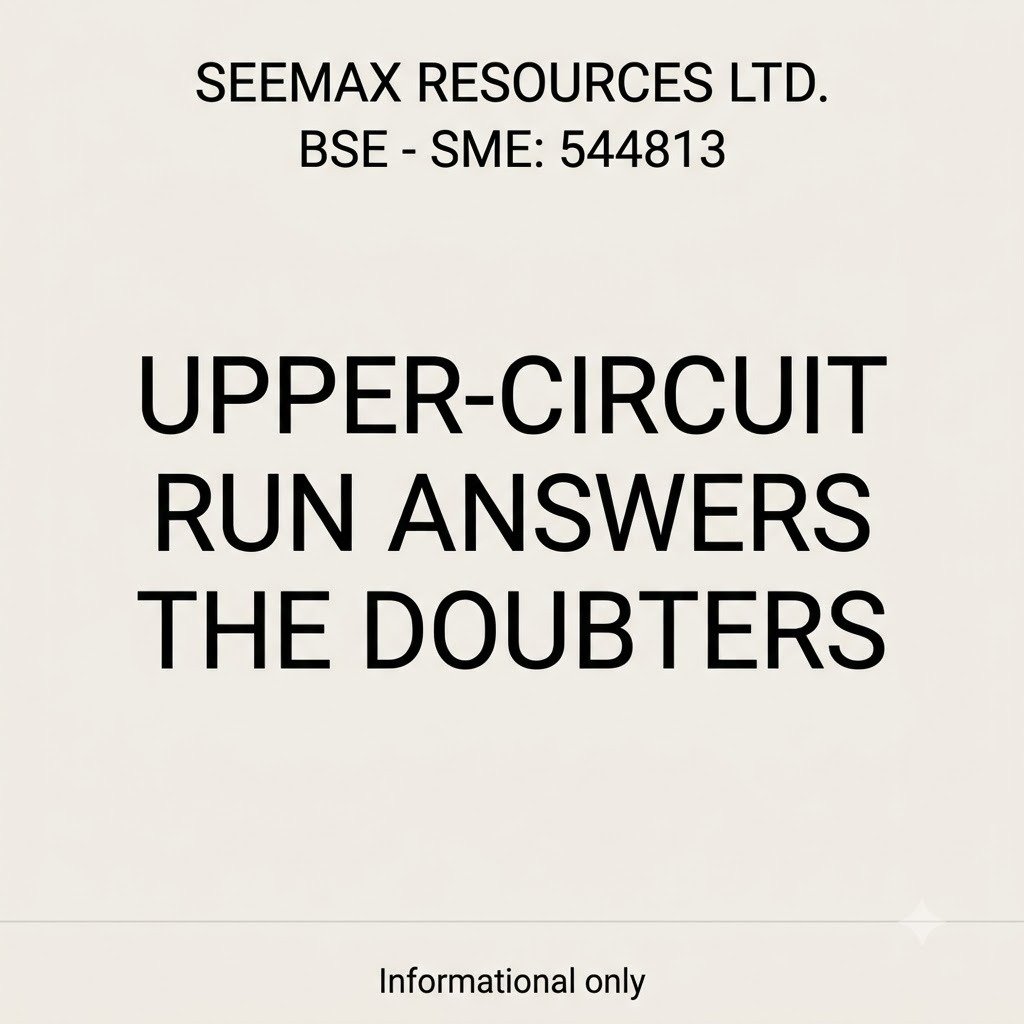 Myself_Aryan_'s tweet photo. Seemax Resources' comeback from a discounted listing highlights the company's improving fundamentals. Consecutive upper circuits have strengthened investor confidence and brought renewed attention to the stock. #SME_Upper_Circuit_Stock https://t.co/7AhPUicSut