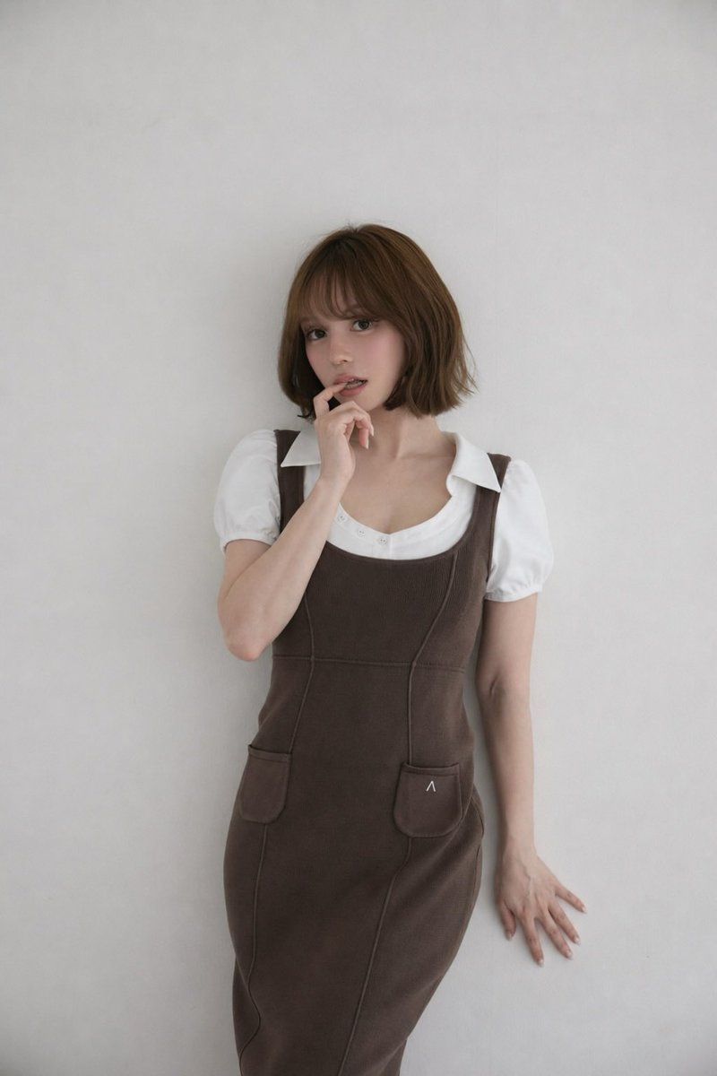 Zoe shirt set long dress color white/stripe ¥18,700-tax in