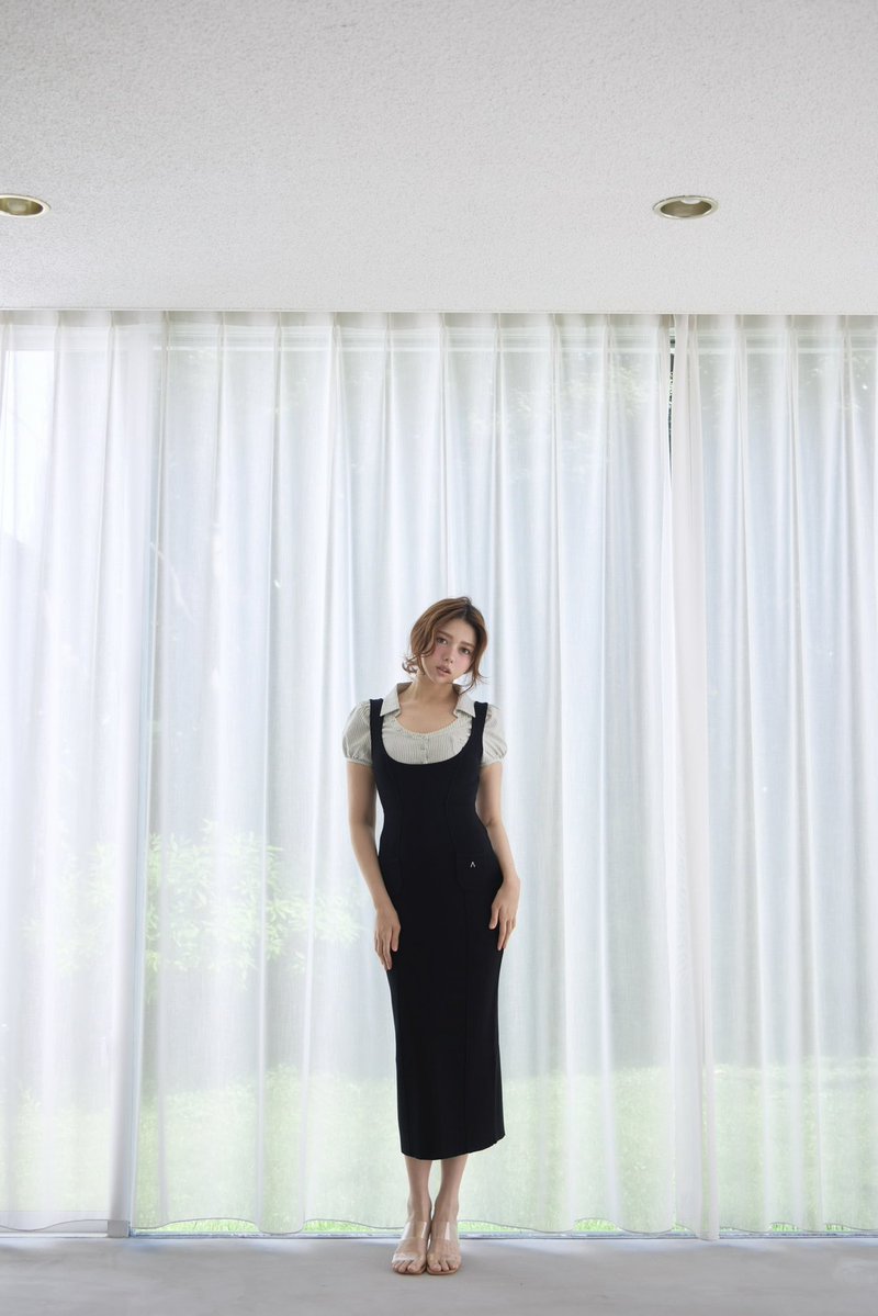 Zoe shirt set long dress color white/stripe ¥18,700-tax in