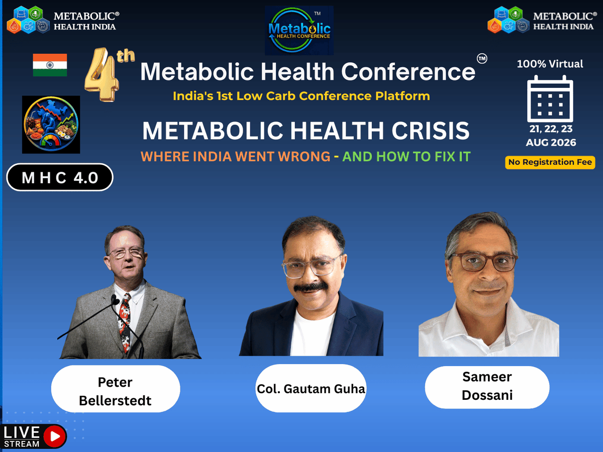 shashiiyengar's tweet photo. 🎙️ Speaker Announcement

We are delighted to welcome another set of distinguished speakers to the 4th Metabolic Health Conference (MHC 4.0).

Join us as leading experts from India and around the world come together to discuss this year's theme:

"Metabolic Health Crisis: Where India Went Wrong - and How to Fix It."

📅 21–23 August 2026
 🌐 100% Virtual
 🎟️ No Registration Fee
Stay tuned as we continue unveiling our distinguished speaker lineup.
The registration and joining link will be shared shortly. Watch this space!

@GrassBased @gautamguha71 @sameerdossani