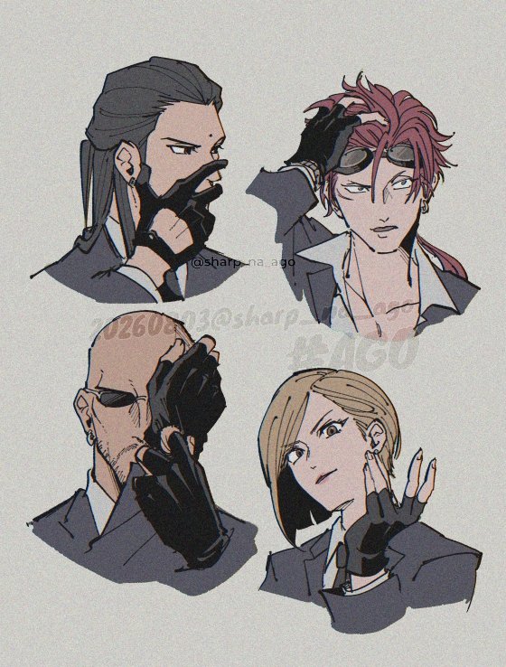 sharp_na_ago's tweet photo. are these the correct gloves for the OG turks??　(tseng's are the only different type i think)

btw i really adored how OG reno-san kept flipping his hair whenever he talked to show off https://t.co/xkYBae1QV8