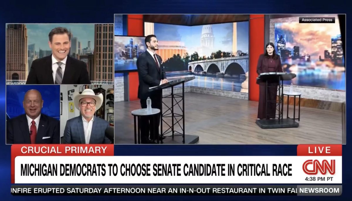 BrianAbelTV's tweet photo. Who said politics isn’t fun?
Thanks @DavidJUrban &amp; @ChuckRocha for the @cnn conversation on my home state’s big senate primary battle. https://t.co/OOq6pJTR3f