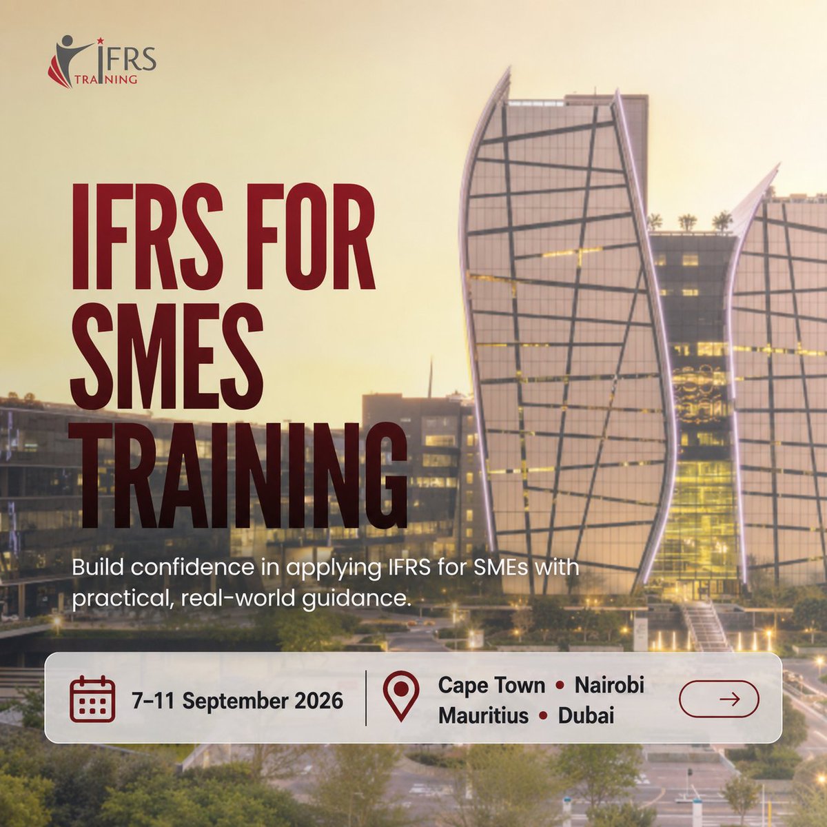 TrainingIfrs's tweet photo. Simplify financial reporting for SMEs 📊

📍 Cape Town | Nairobi | Mauritius | Dubai

Master IFRS for SMEs with practical, real-world guidance.

Register now: https://t.co/F3G0Bc4nsQ

#IFRS #IFRSforSMEs #FinanceTraining #SMEs https://t.co/qOOt3lC18P