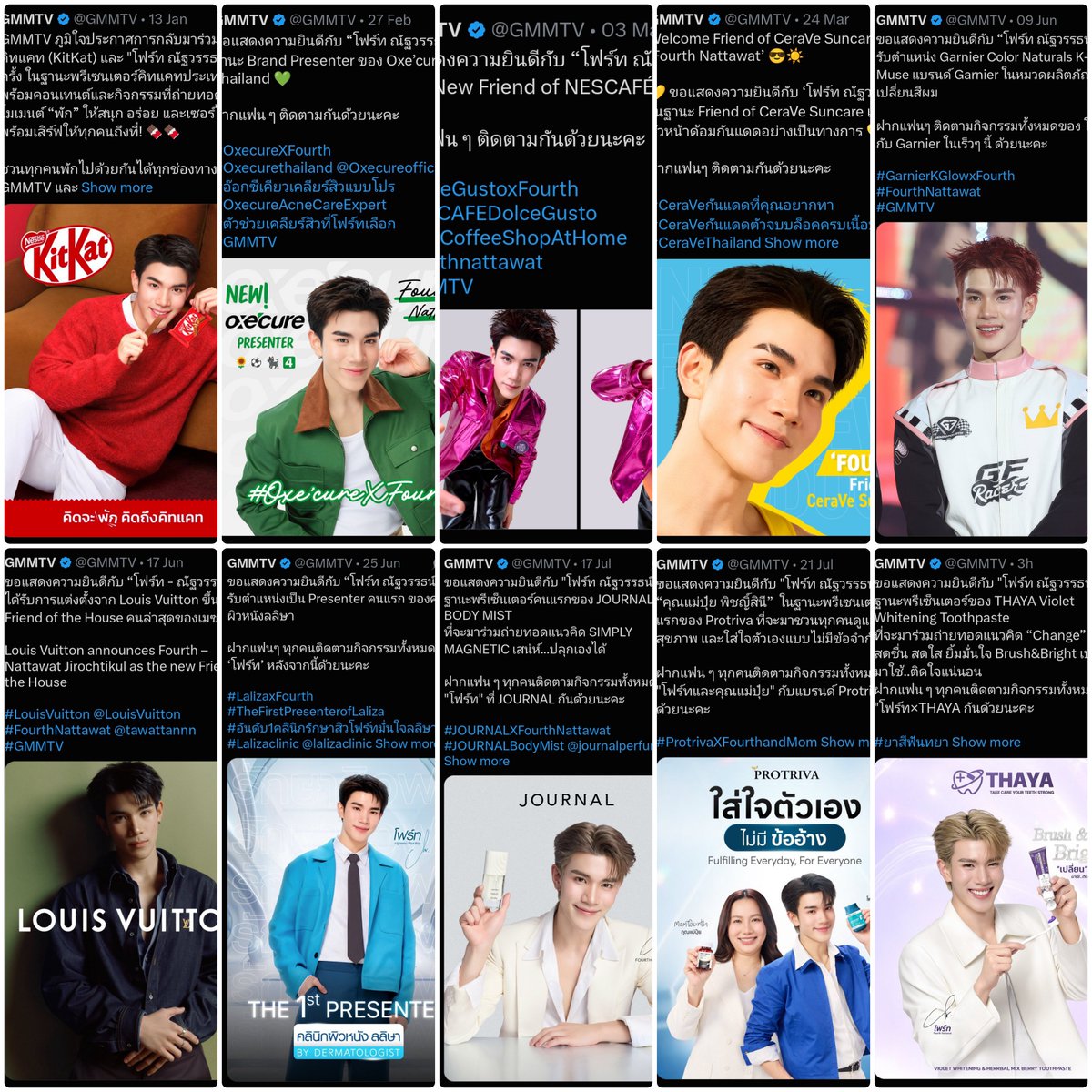 Sunflowerfots's tweet photo. Fourth's achievement announcements by GMMTV in 2026 so far:

- 10 brands
- 6 magazines
- 2 Paris Fashion Weeks

No wonder outsiders saying they keep seeing Fourth everywhere 🤭

@tawattannn
#Fourthnattawat #โฟร์ทณัฐวรรธน์ https://t.co/sDGkcBKgzB