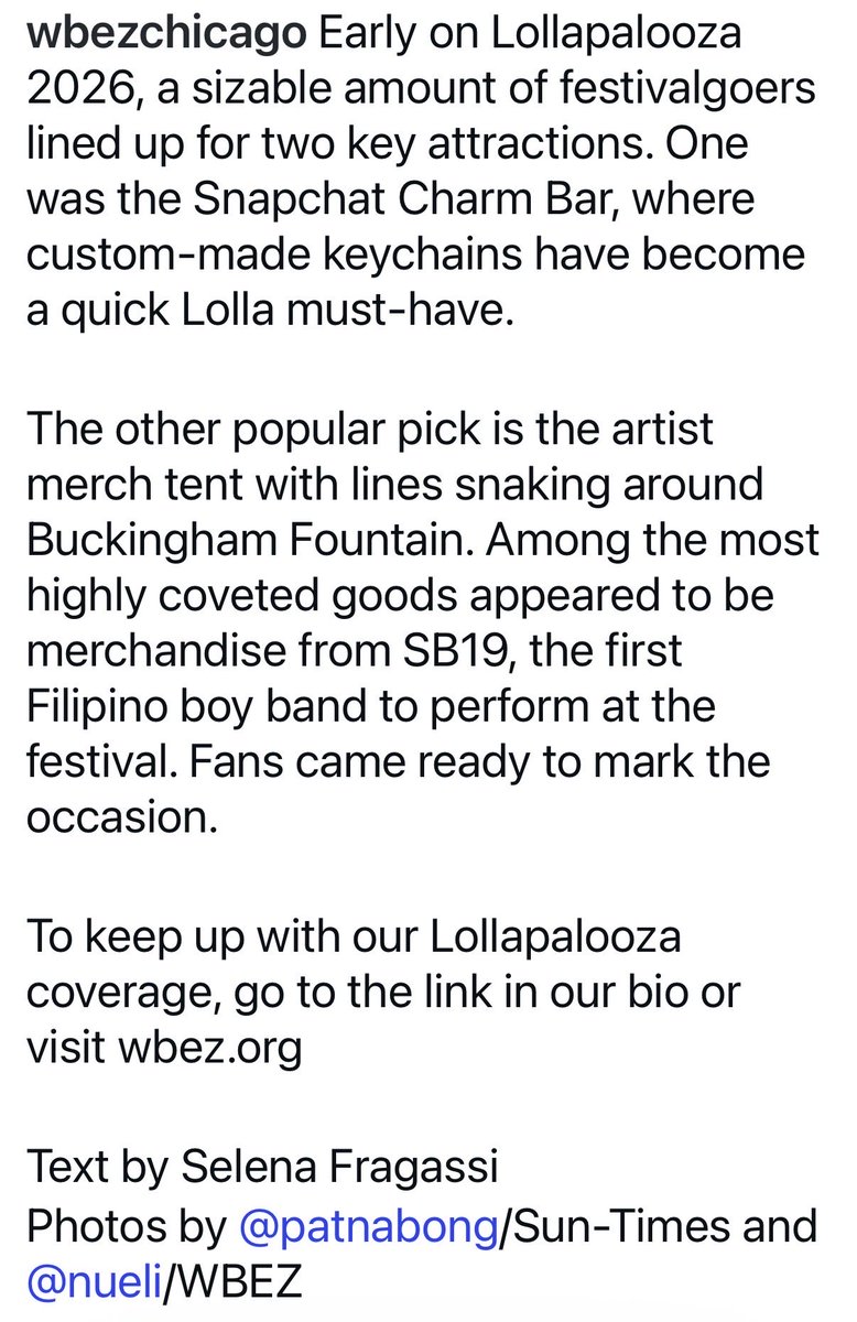 diwatangatin's tweet photo. Among the highly coveted goods at Lollapalooza were SB19 merch as reported by WBEZ Chicago, who were there on the ground covering the festival! https://t.co/eNtjGFnJb6