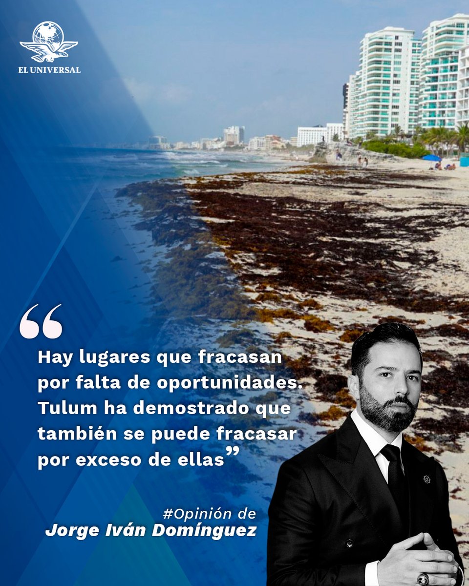 El_Universal_Mx's tweet photo. ¿Qué pasó con Tulum? | #Opinión de @jorgeivand 🖊️

"Y entonces ocurrió lo que tantas veces ocurre en nuestro país: confundimos crecimiento con desarrollo. Llegó un aeropuerto internacional, una estación del Tren Maya, llegaron miles de millones de pesos en inversión inmobiliaria. Pero nunca llegó la estrategia urbana y turística".

https://t.co/nyA9Pss1cg