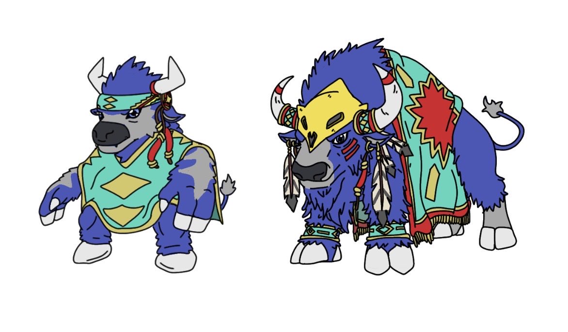 slowjamoke's tweet photo. Buffamon and Bisonmon + Variants #digimon #digimonfanmade #digimonocs #digimonart #digimonbeatbreak https://t.co/eMKJuPTOMq