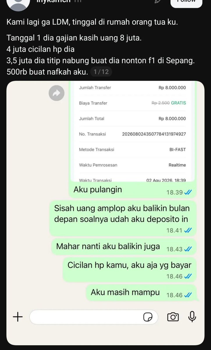 kurnia3uy's tweet photo. Cowok ke cowok. 

Pesen untuk calon suami dan suami. Tuluuuung bgt pak, belajar tentang nafkah. Kalo mengaku agama islam, pelajarin bab nafkah. Hak dan kewajiban suami istri. 

Jgn nyusahin anak org, ya. Ini cewek dibesarin dengan kasih sayang sama ortunya. https://t.co/pjav9EisqW