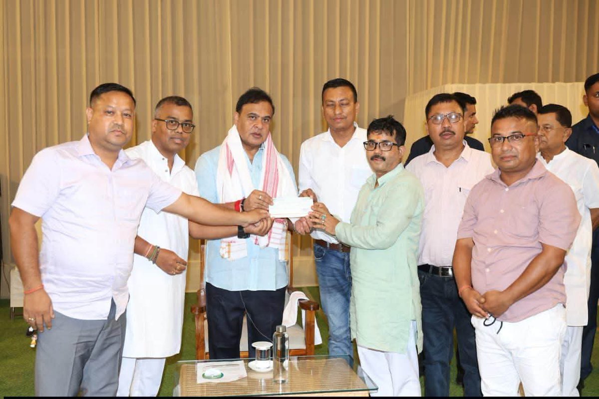 CMDavidChetia's tweet photo. From the Matak Autonomous  Council we have donated a small token for the flood affected families at #Sibsagar to the CM relief fund. We look forward that this could provide some relief to the affected families. 

#assamfloods2026 #upperassam https://t.co/2y3OBdlCwx